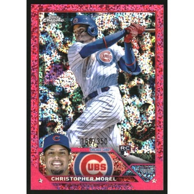 2023 Topps Chrome Magenta Speckle Refractors #198 Christopher Morel