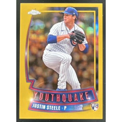 2023 Topps Chrome Update Youthquake Gold Refractor #YQ-77 Justin Steele RC /50
