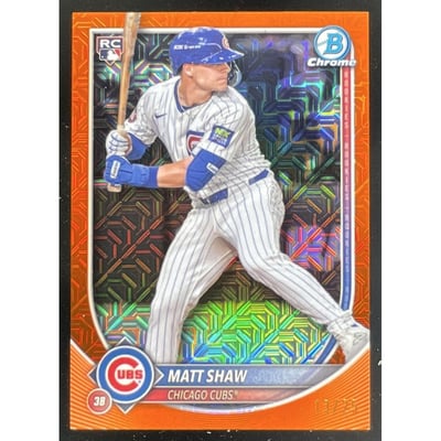 2025 Bowman Chrome Mega Box Orange Mojo Refractor #46 Matt Shaw RC /25