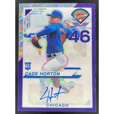 2025 Prospect Edition Holo Prospect Ticket Purple Scope #43 Cade Horton Auto /49