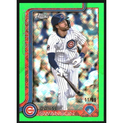 2025 Topps Chrome Logofractor Green Refractors #215 Dansby Swanson