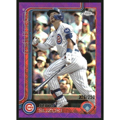 2025 Topps Chrome Logofractor Purple Refractors #210 Seiya Suzuki