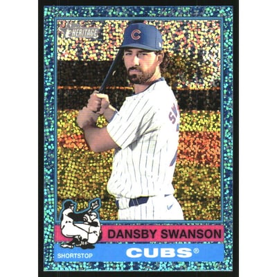 2025 Topps Heritage Chrome Light Blue Sparkle Refractors #128 Dansby Swanson