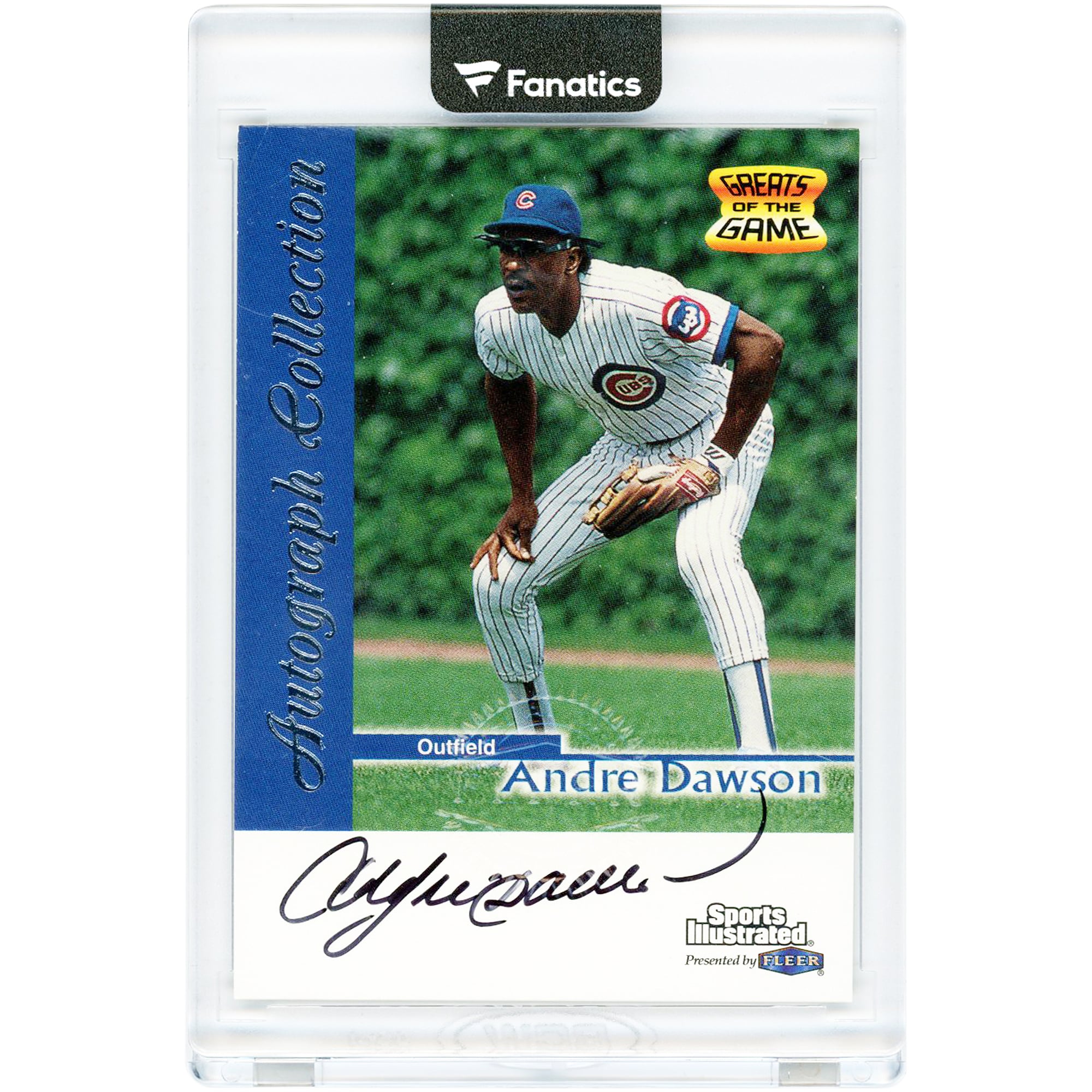 Carte autographiée d'Andre Dawson (Chicago Cubs) de 1999, éditée par Fleer Sports Illustrated #AD