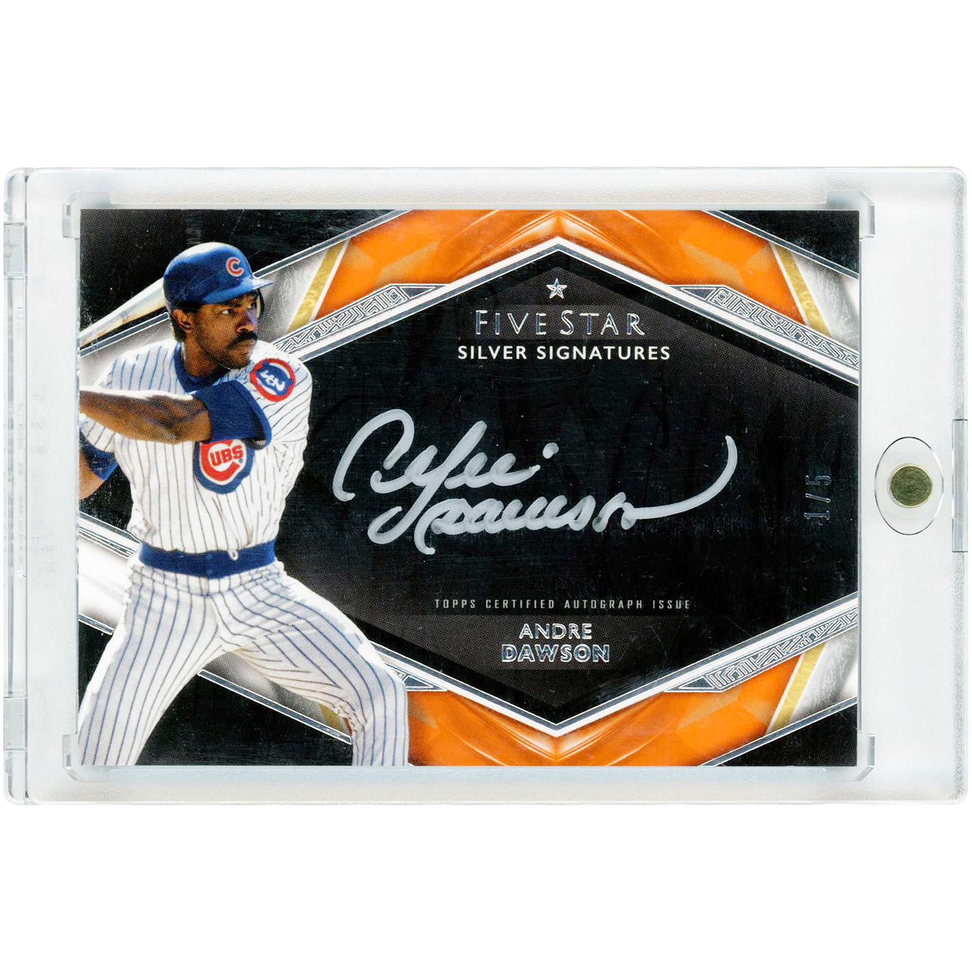 Carte autographiée d'Andre Dawson (Chicago Cubs) 2019 Topps Five Star Orange #SS-AD #1/5