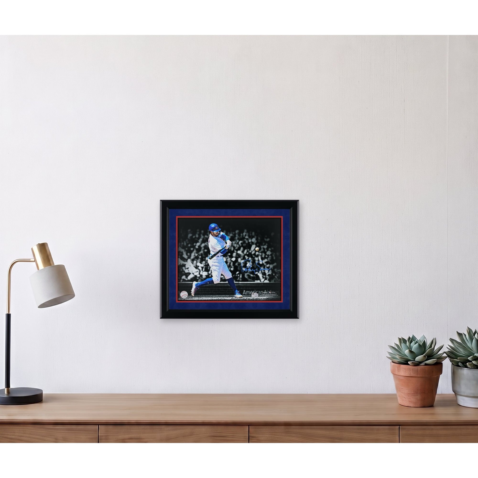 Dansby Swanson Chicago Cubs Autographed 11" x 14" White Jersey Hitting Photograph