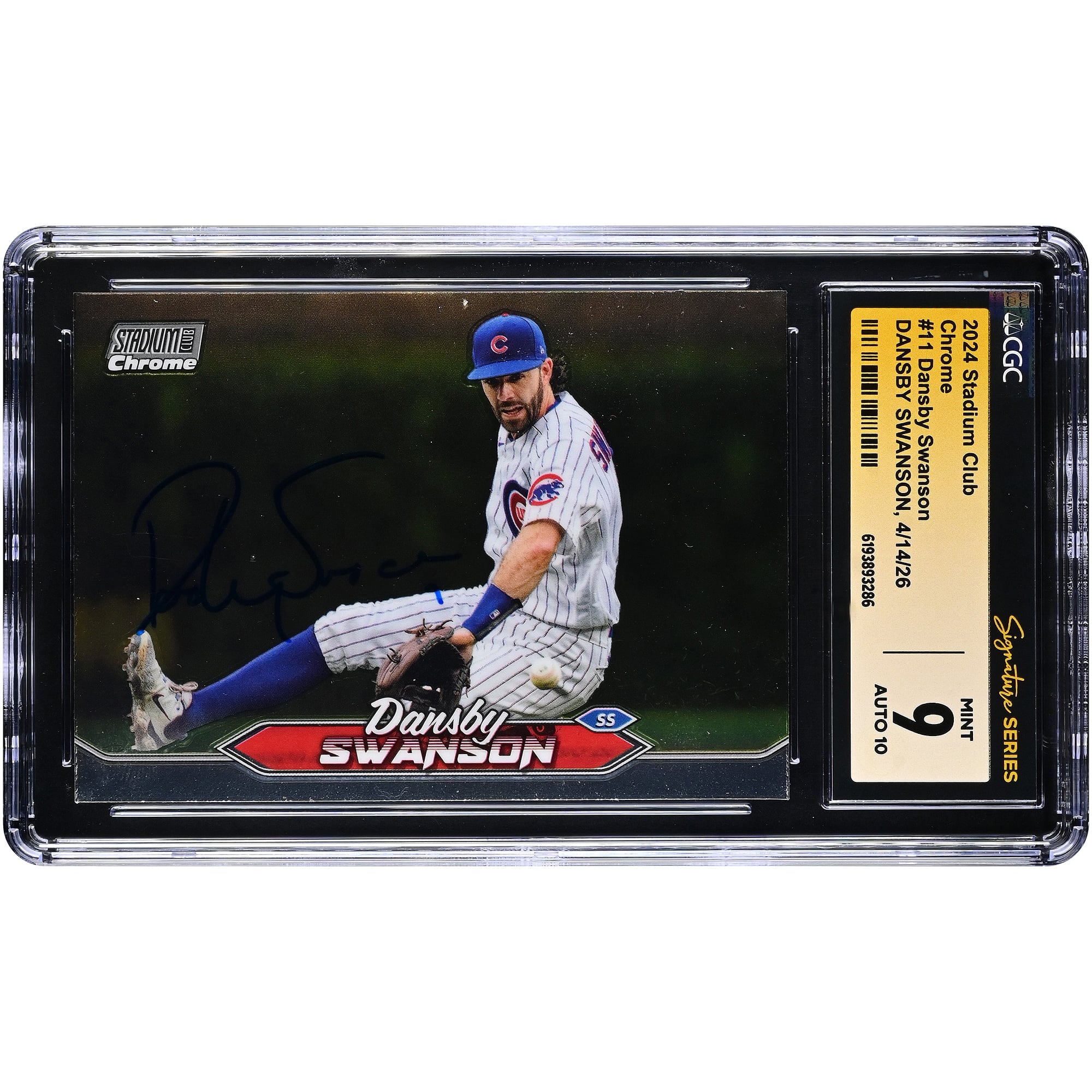 Dansby Swanson Chicago Cubs Autographed 2024 Stadium Club Chrome #11 CGC Fanatics Witnessed Authenticated /10 Card