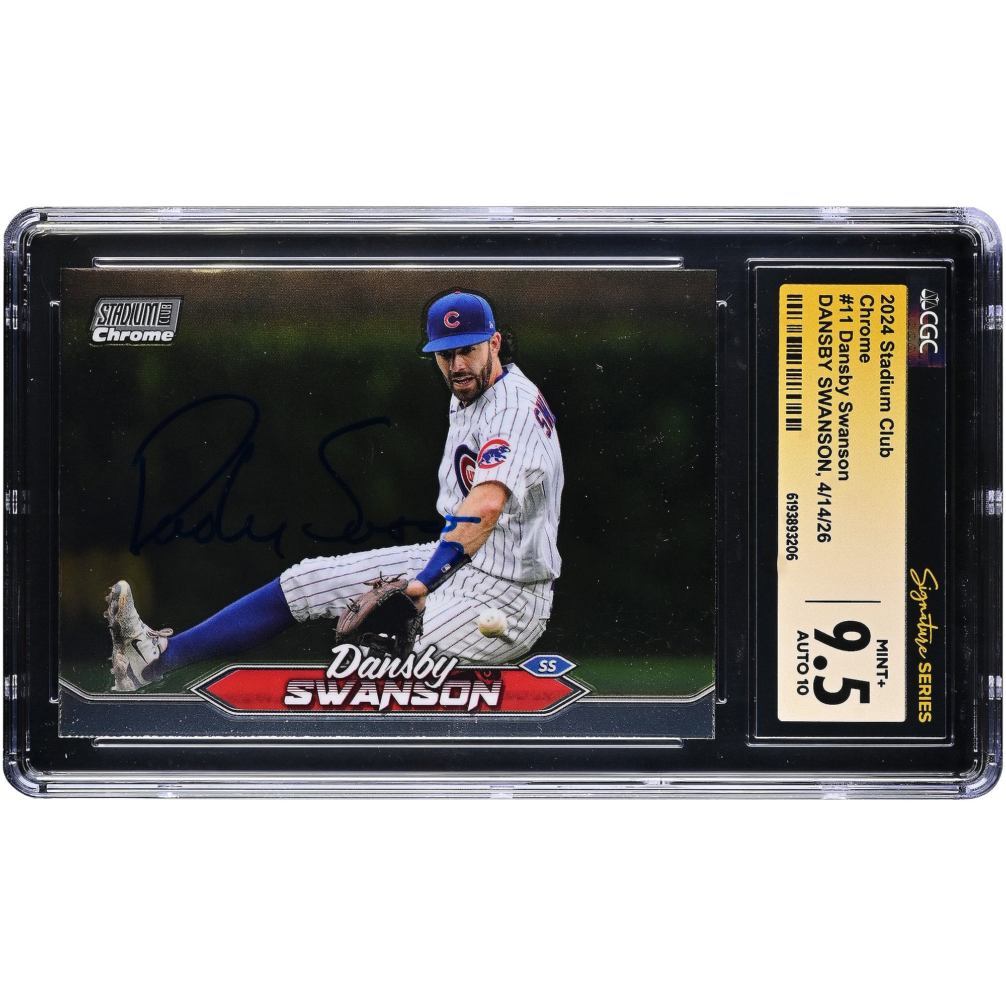 Dansby Swanson Chicago Cubs Autographed 2024 Stadium Club Chrome #11 CGC Fanatics Witnessed Authenticated 9.5/10 Card