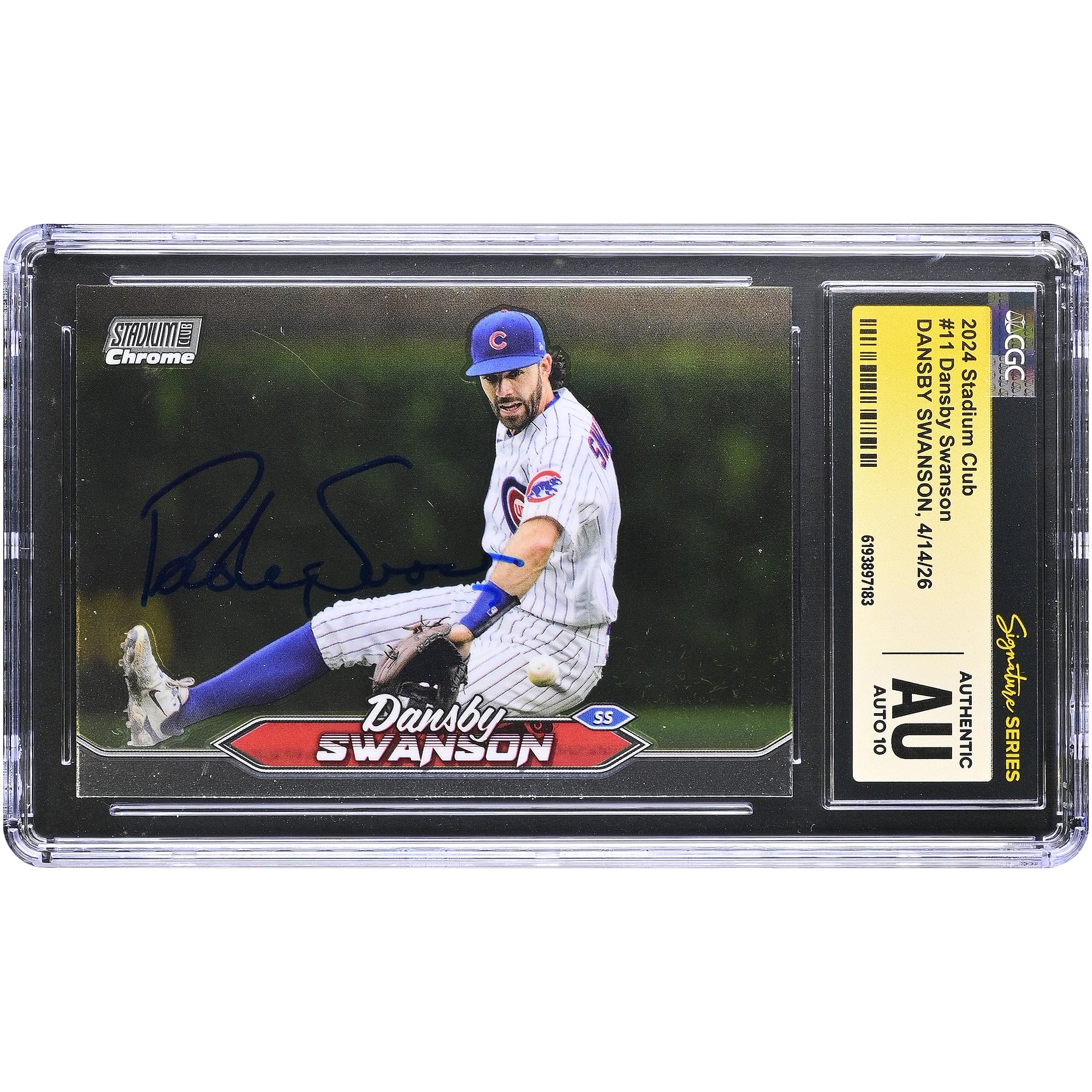 Dansby Swanson Chicago Cubs Autographed 2024 Stadium Club Chrome #11 CGC Fanatics Witnessed Authenticated AUTO 10 Card