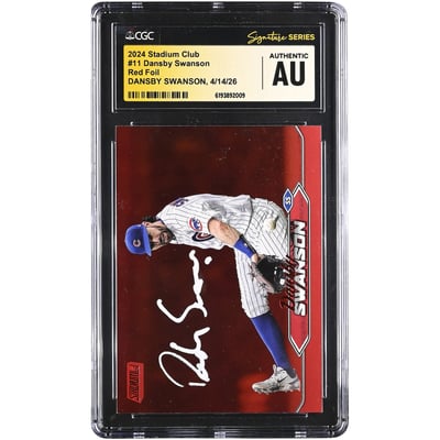 Dansby Swanson Chicago Cubs Autographed 2024 Stadium Club Red Foil #11 CGC Fanatics Witnessed Authenticated Card