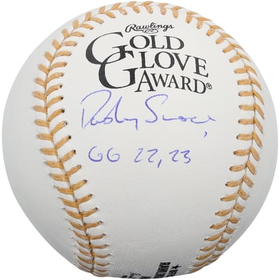 Dansby Swanson Chicago Cubs Autographed Fanatics Authentic Gold Glove Logo Baseball with "GG 22, 23" Inscription