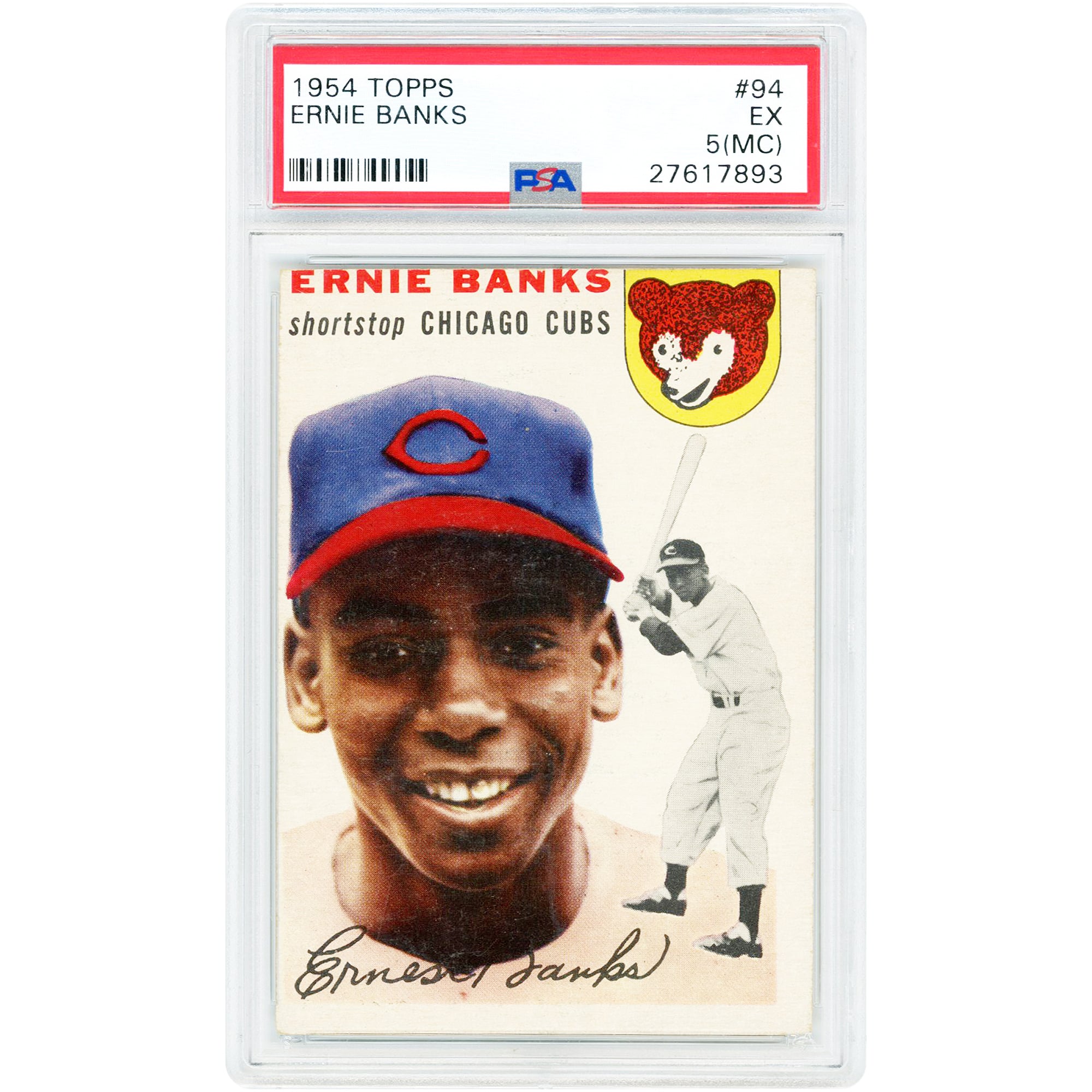 Carte de recrue Ernie Banks Chicago Cubs 1954 Topps n° 94 authentifiée PSA 5