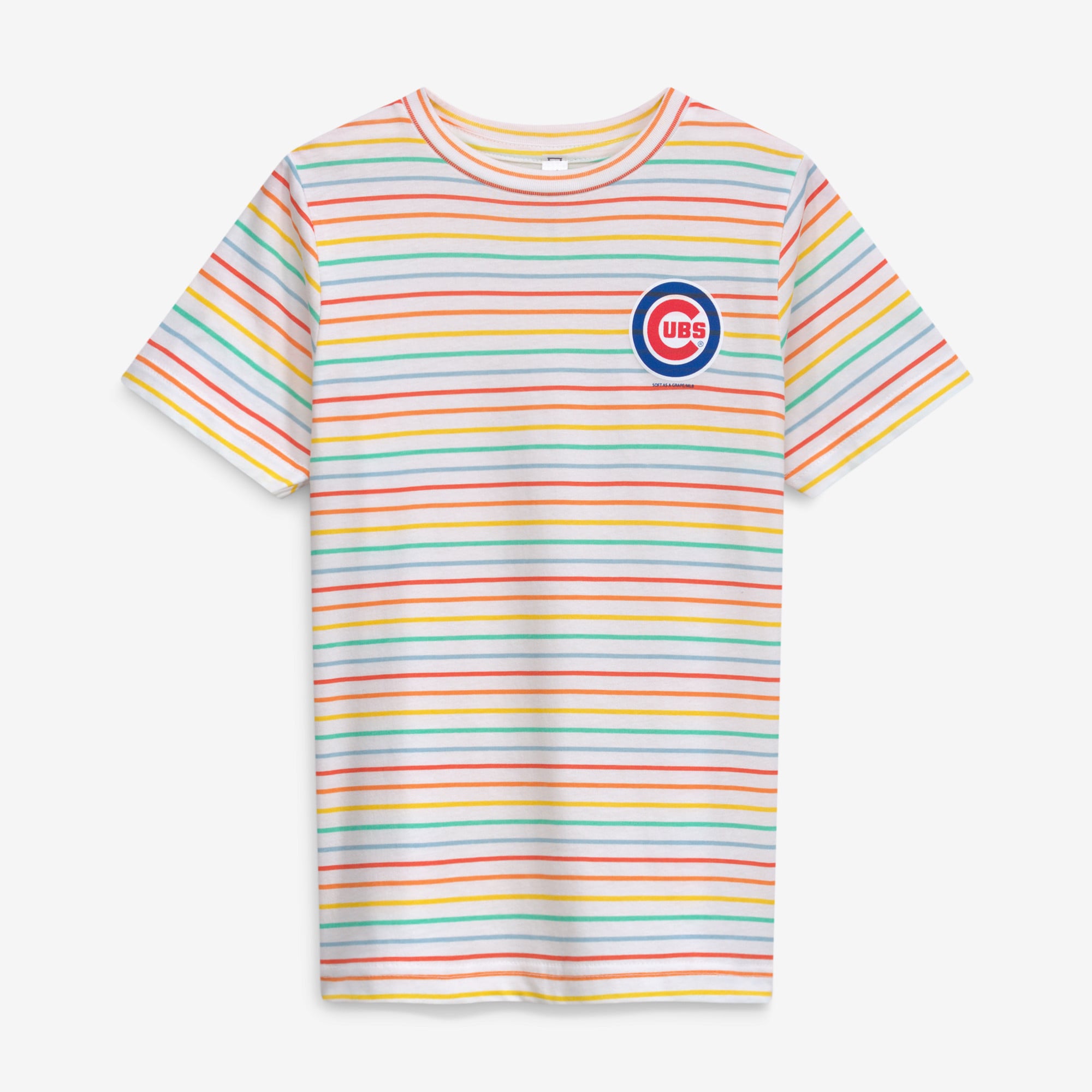 Girls Youth Soft as a Grape  White Chicago Cubs Striped T-Shirt