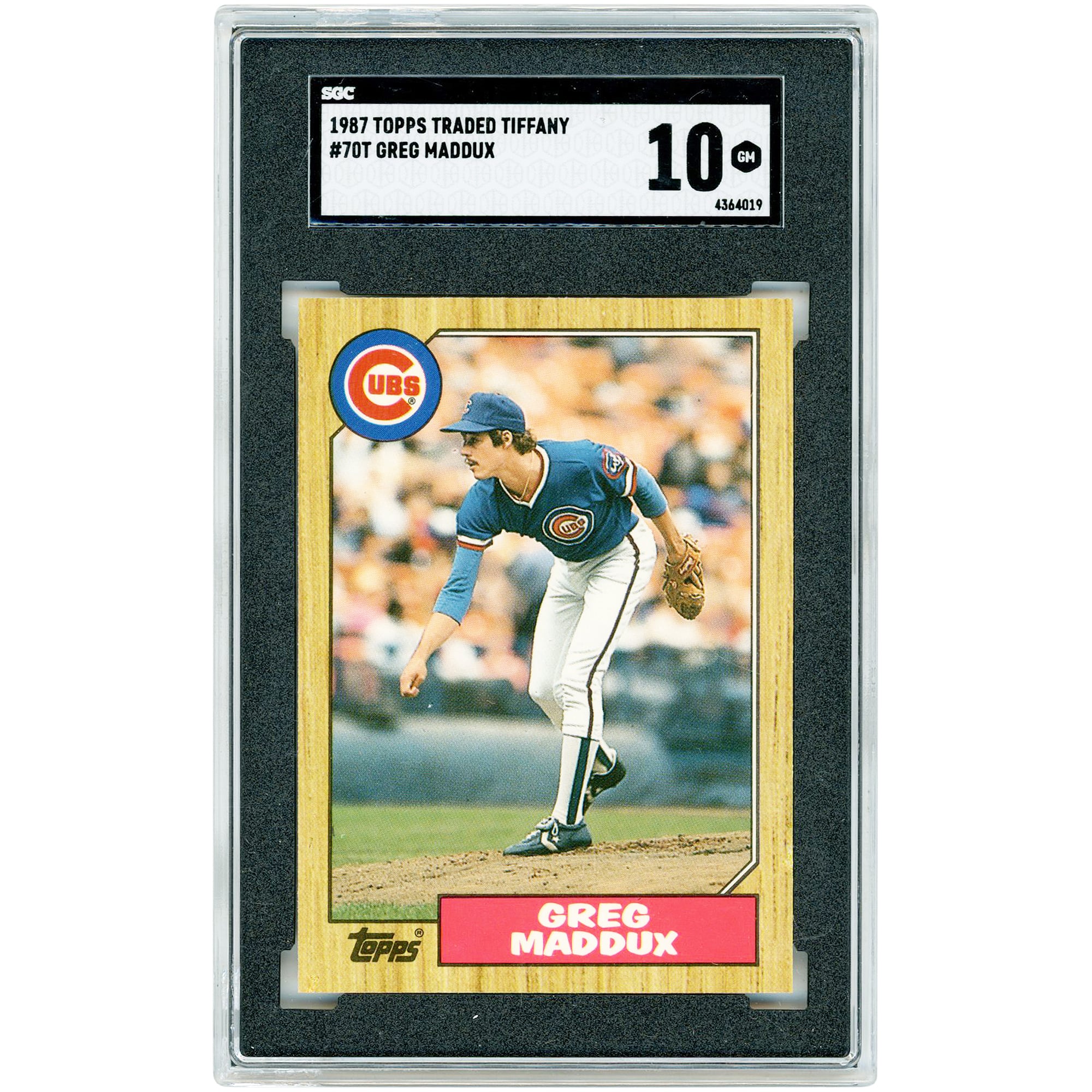 Carte de recrue Greg Maddux Chicago Cubs 1987 Topps Traded Tiffany #70T authentifiée SGC 10