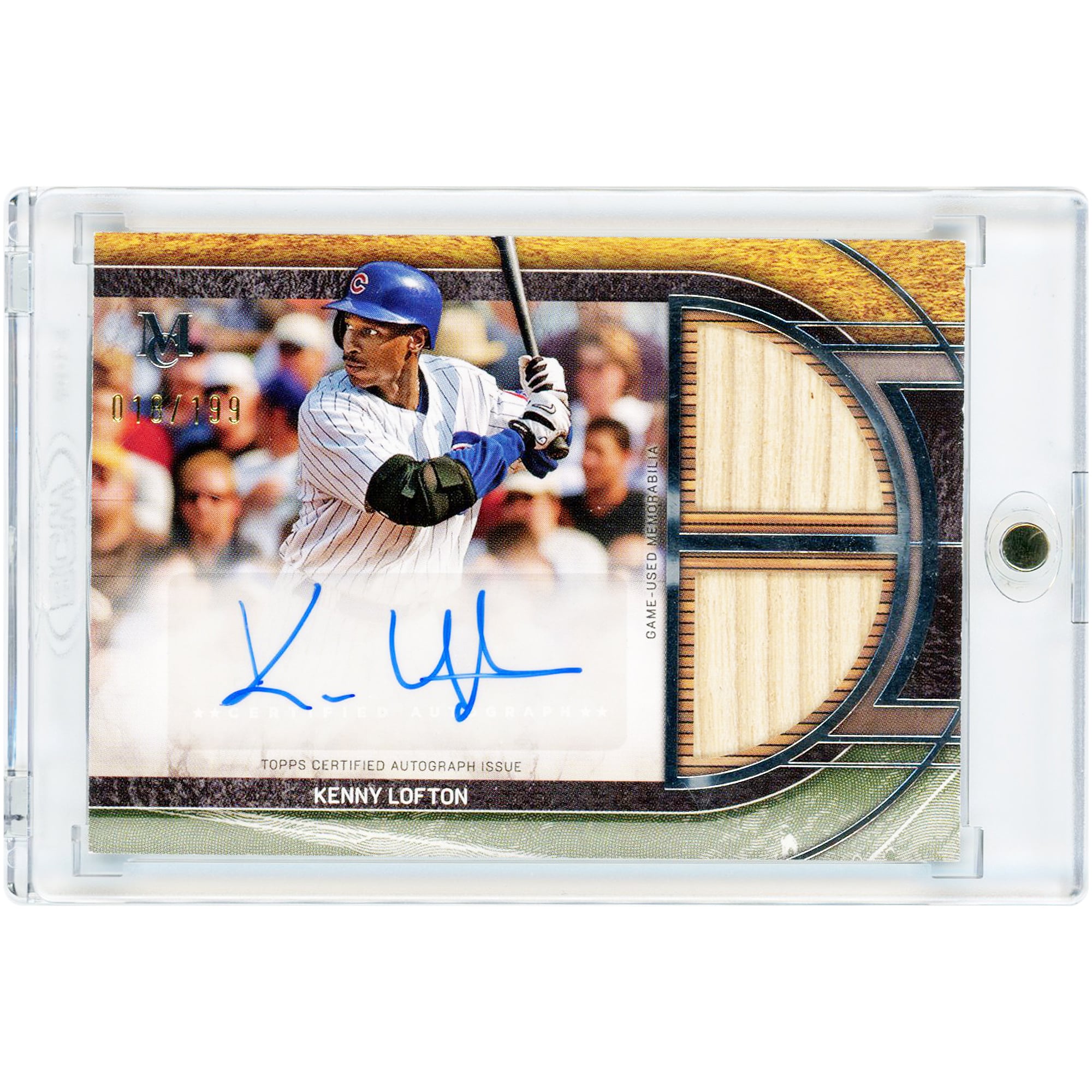 Carte autographiée de Kenny Lofton (Chicago Cubs) de la collection Topps Museum 2025, avec des morceaux de batte utilisés en match et des reliques #SPDRA-KL #18/199