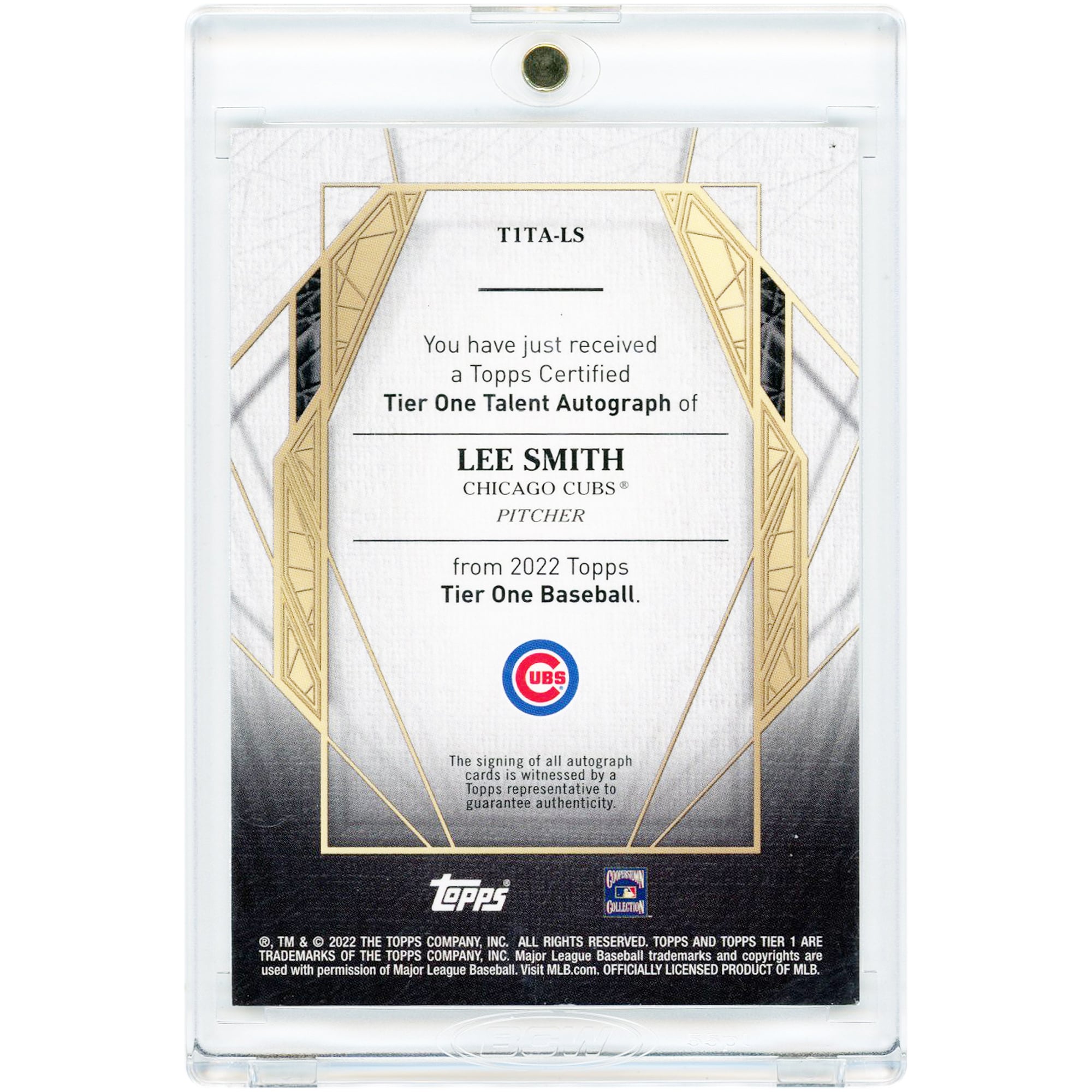 Carte autographiée de Lee Smith (Chicago Cubs) 2022 Topps Tier One Tier One Talent #T1TA-LS #109/299