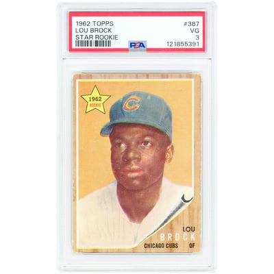 Lou Brock Chicago Cubs 1962 Topps #387 PSA Authenticated 3 Rookie Card