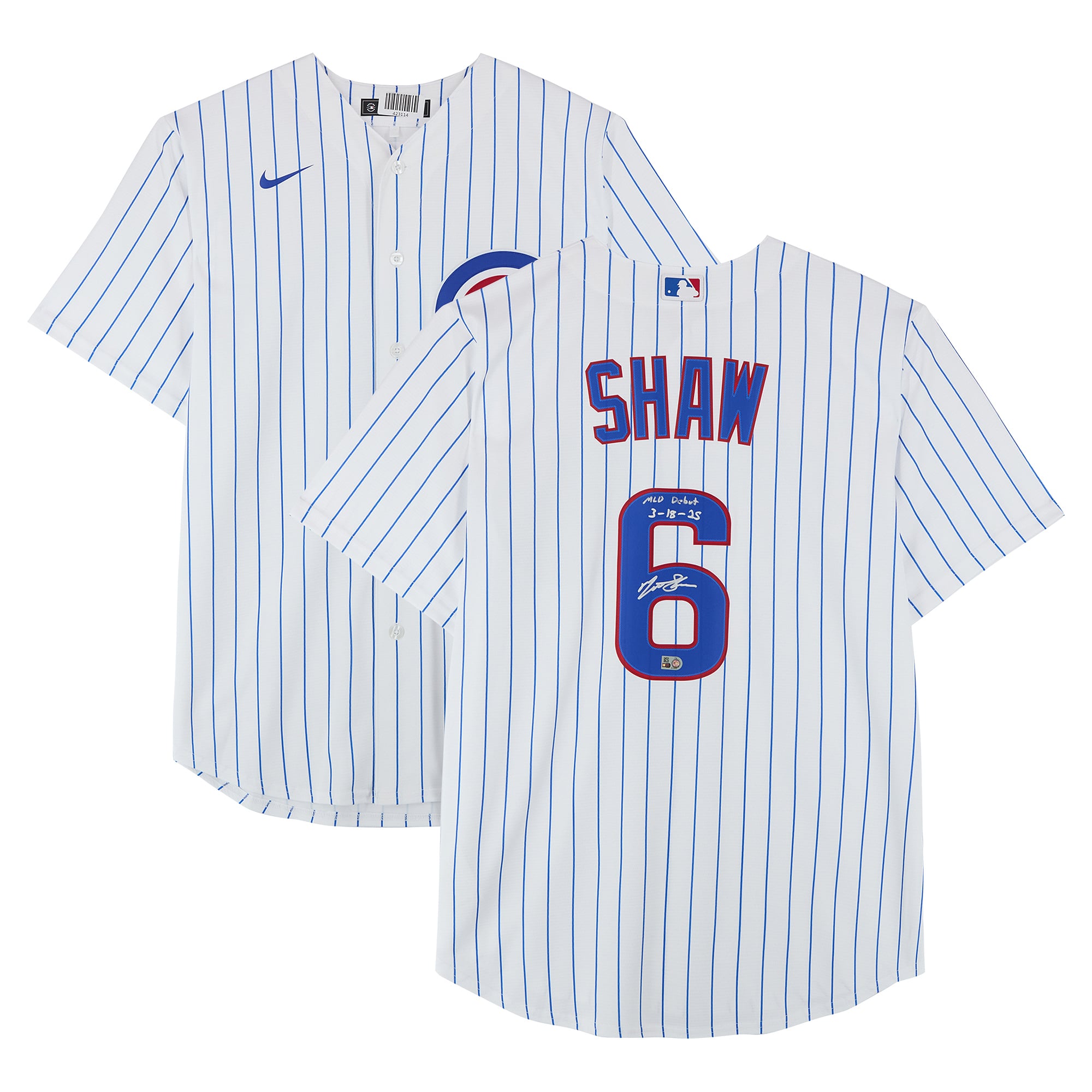 Matt Shaw Chicago Cubs Autographed White Nike Replica Jersey with "MLB Debut 3-18-25" Inscription
