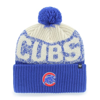 Chicago Cubs '47 Bone Chill Cuffed Knit Hat with Pom - Royal
