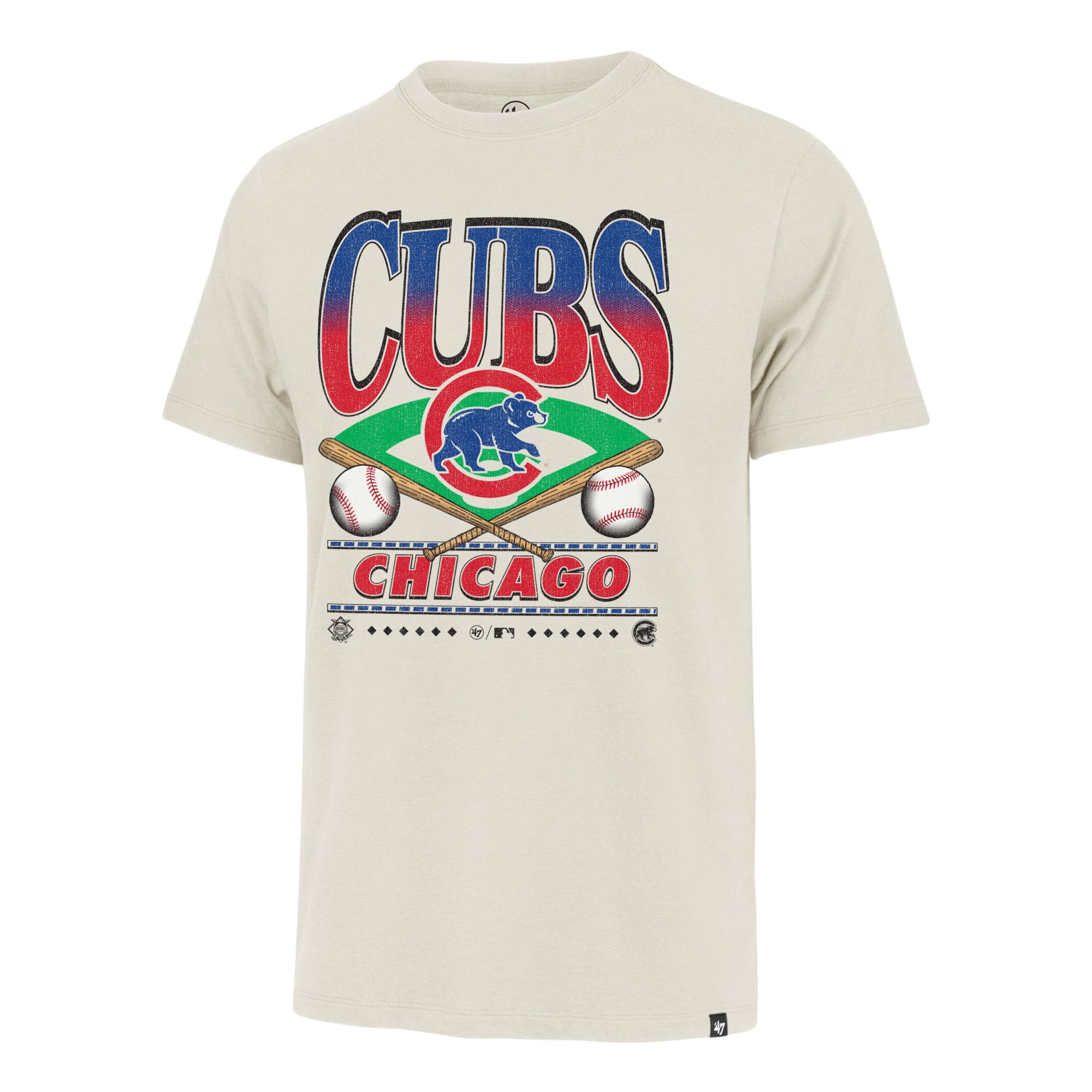 Men's '47 Tan Chicago Cubs Straight Shot Two Franklin T-Shirt