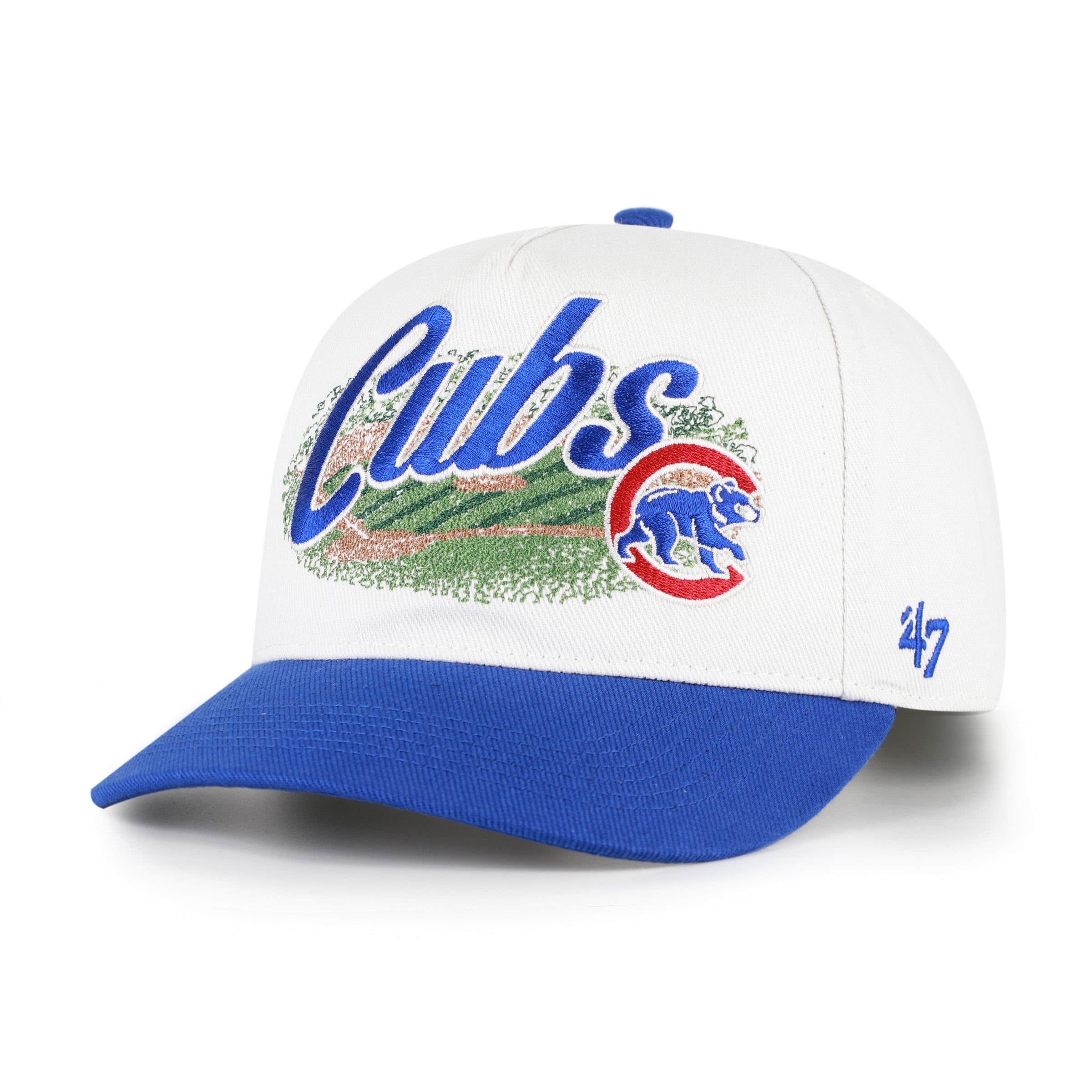 Casquette ajustable Chicago Cubs Enfield Hitch blanche et bleue à motif « 47 » pour homme