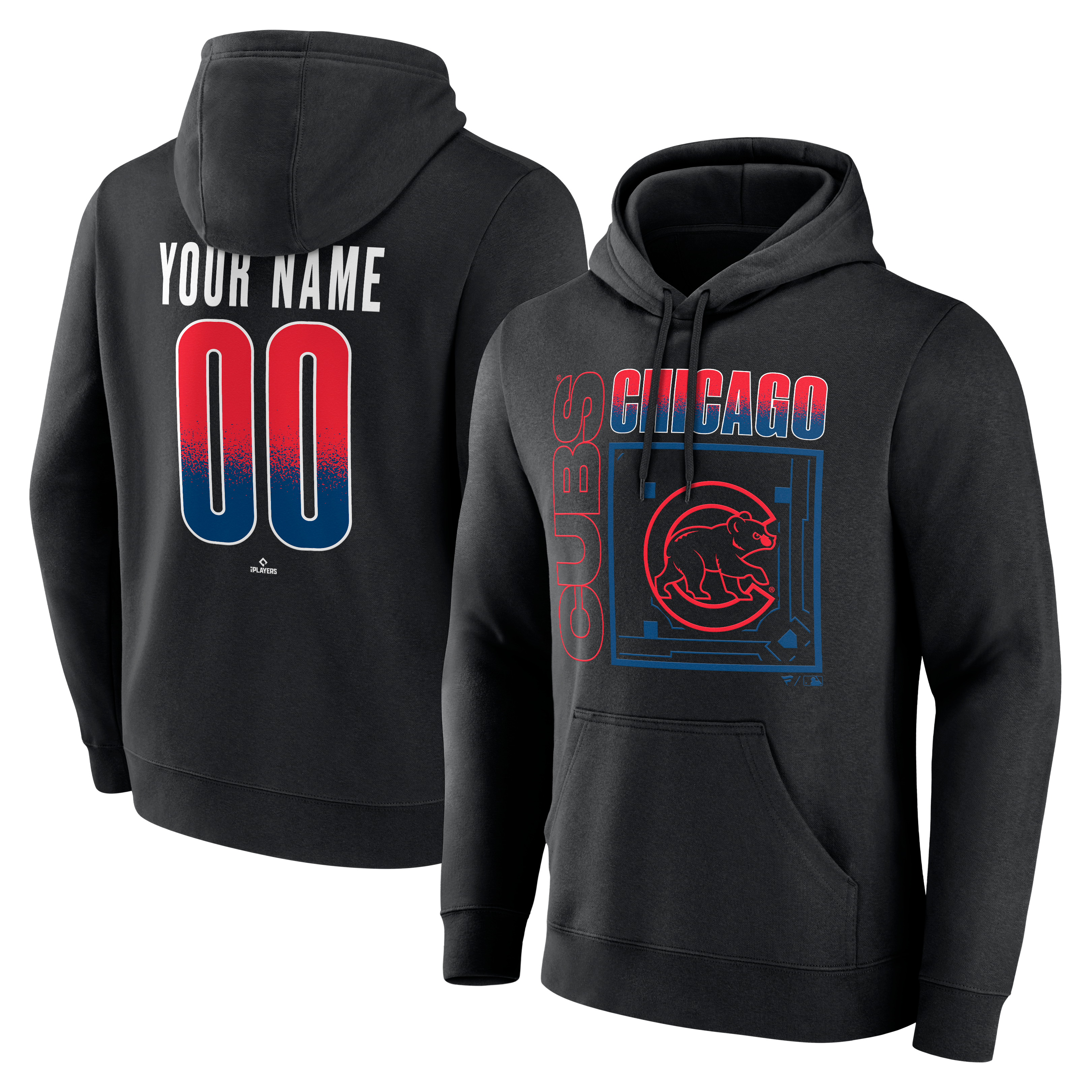 Men's Black Chicago Cubs Home Field Pop Personalized Name & Number Hoodie