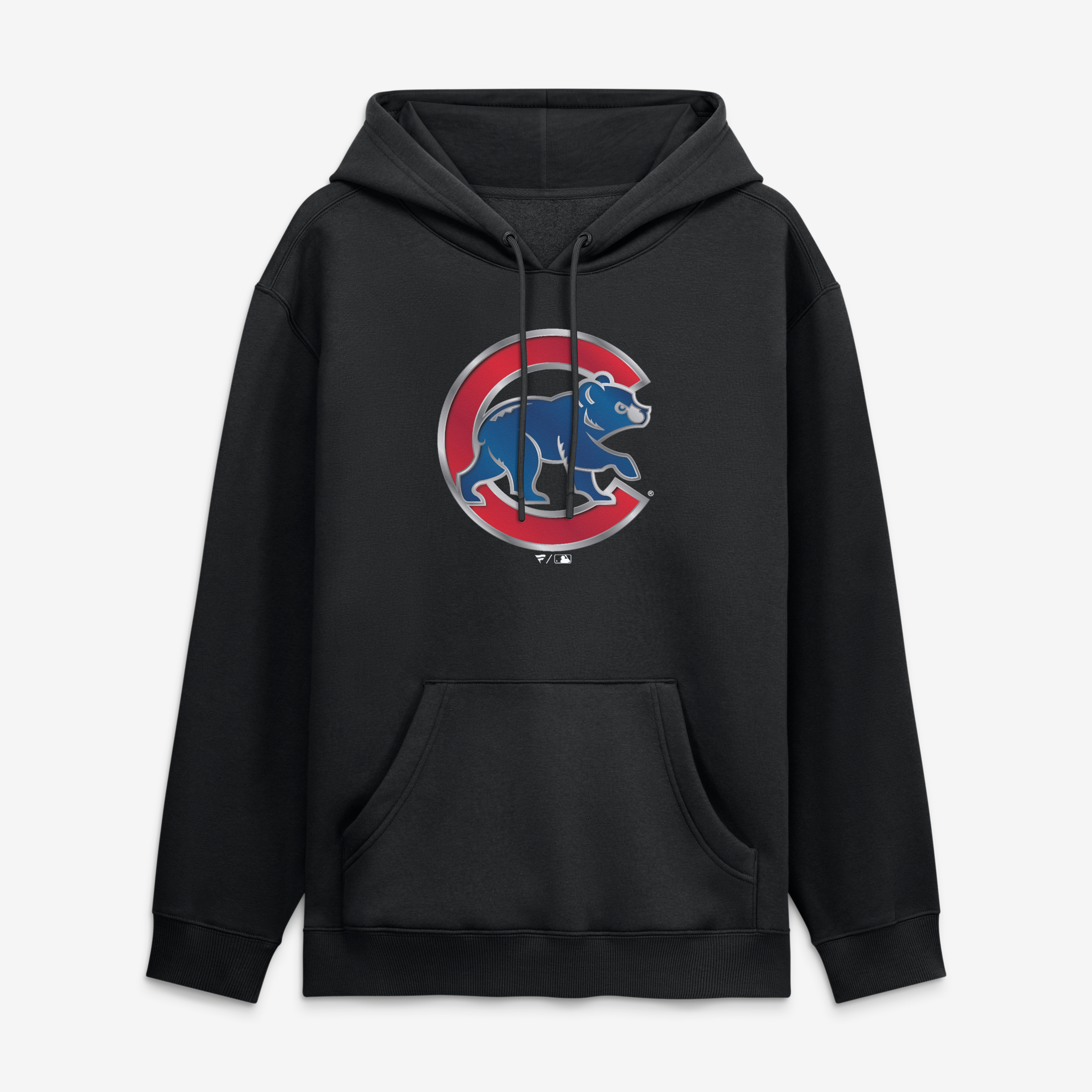 Sweat à capuche noir pour homme avec la mascotte métallique des Cubs de Chicago