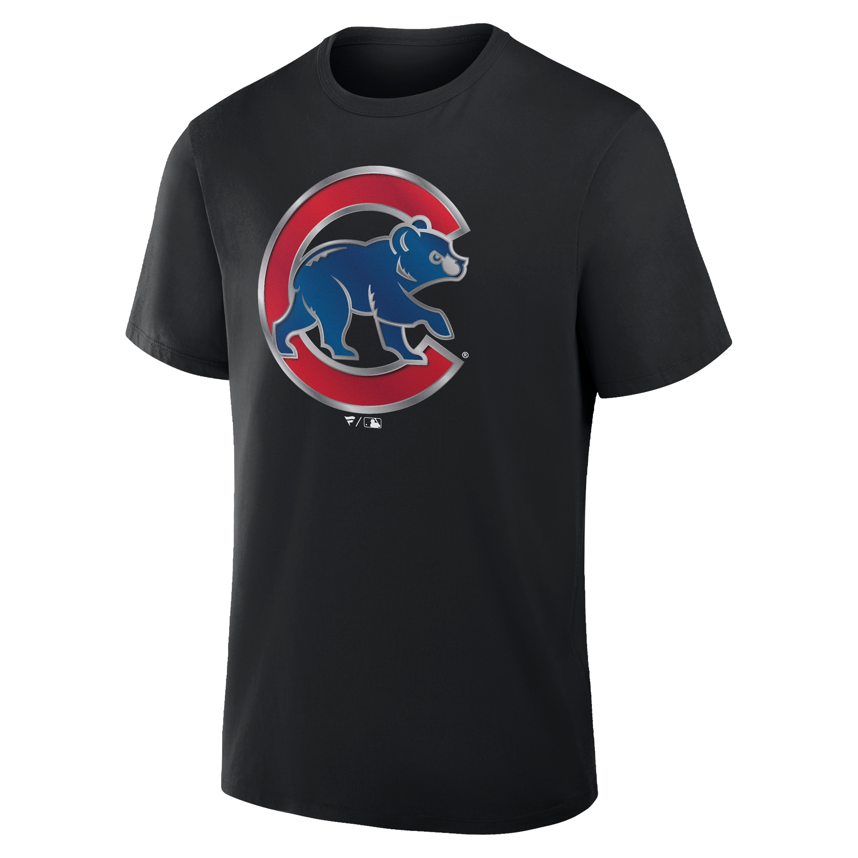 T-shirt noir pour homme avec mascotte métallique des Cubs de Chicago