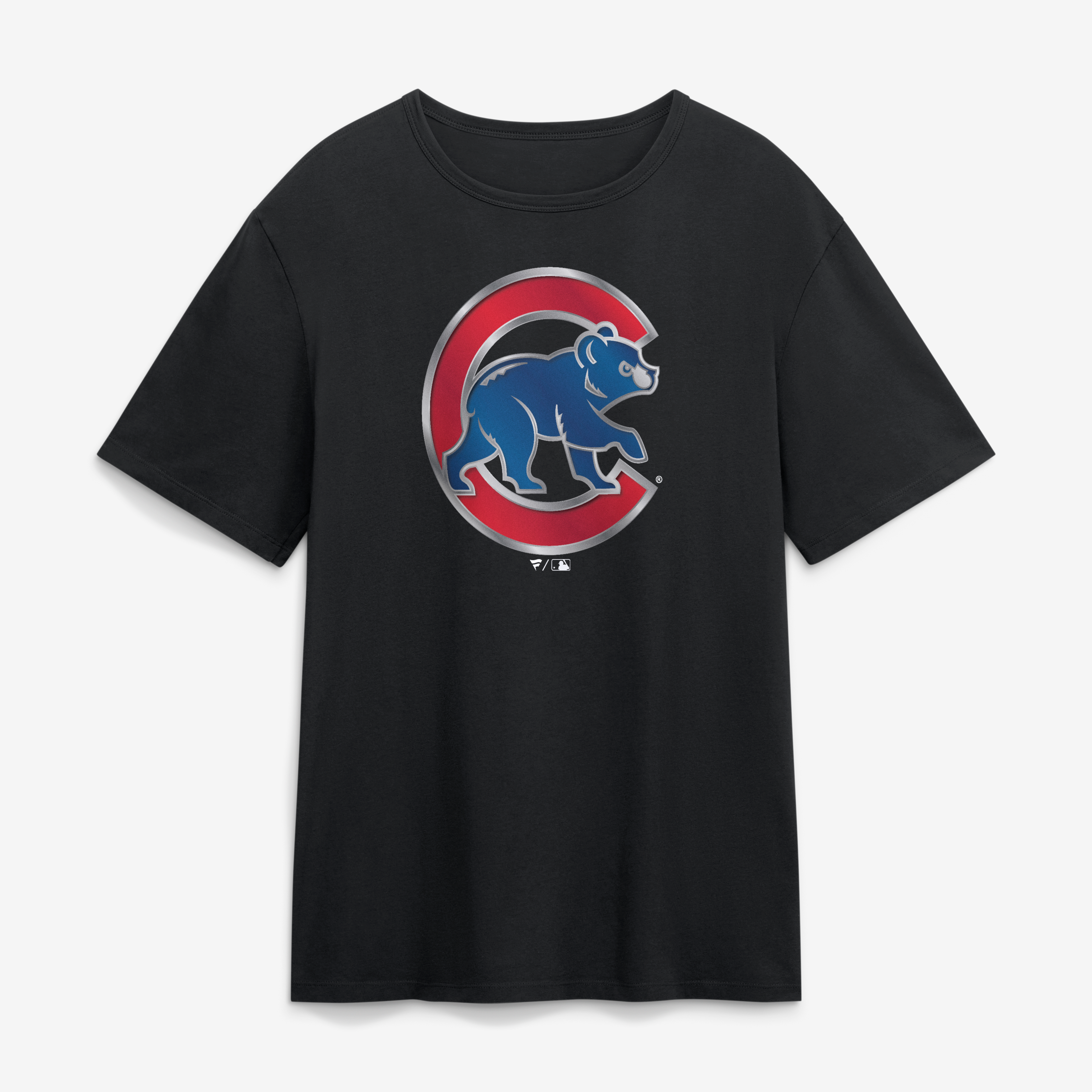 T-shirt noir pour homme avec mascotte métallique des Cubs de Chicago