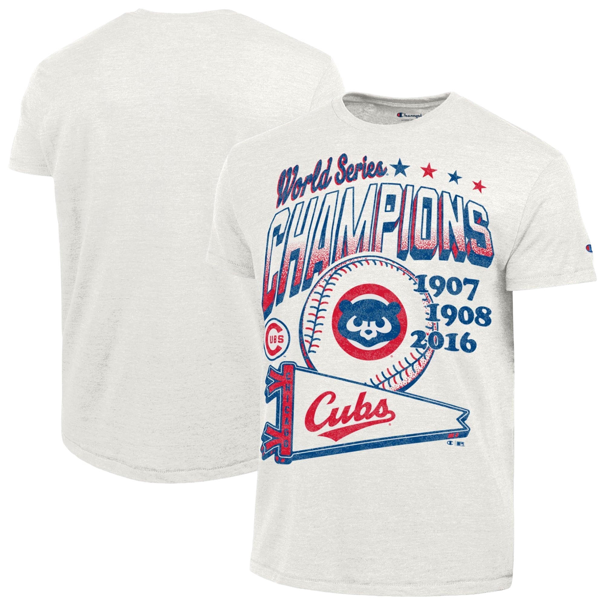 Men's Champion Cream Chicago Cubs Winning Tradition Cooperstown Collection Tri-Blend T-Shirt