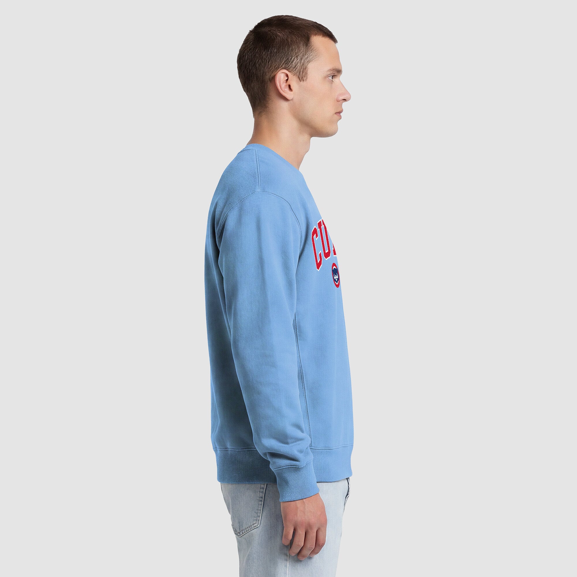 Sweat-shirt polaire à col rond bleu clair Champion Chicago Cubs pour homme