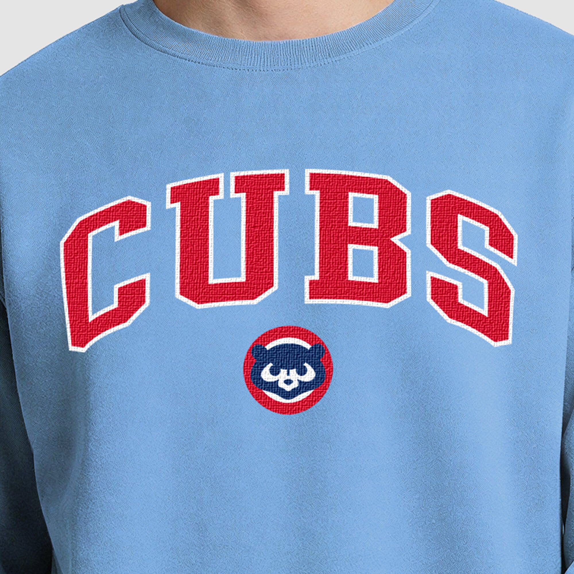 Sweat-shirt polaire à col rond bleu clair Champion Chicago Cubs pour homme