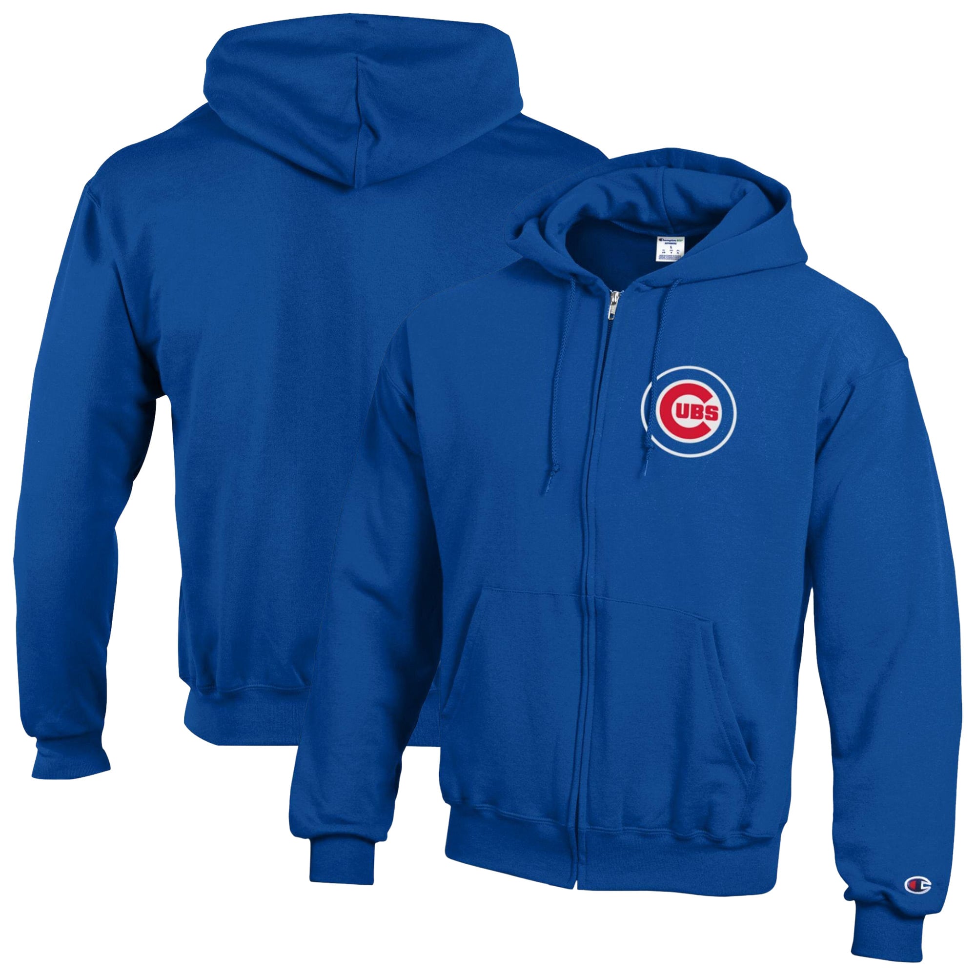 Men's Champion Royal Chicago Cubs Powerblend Full-Zip Hoodie