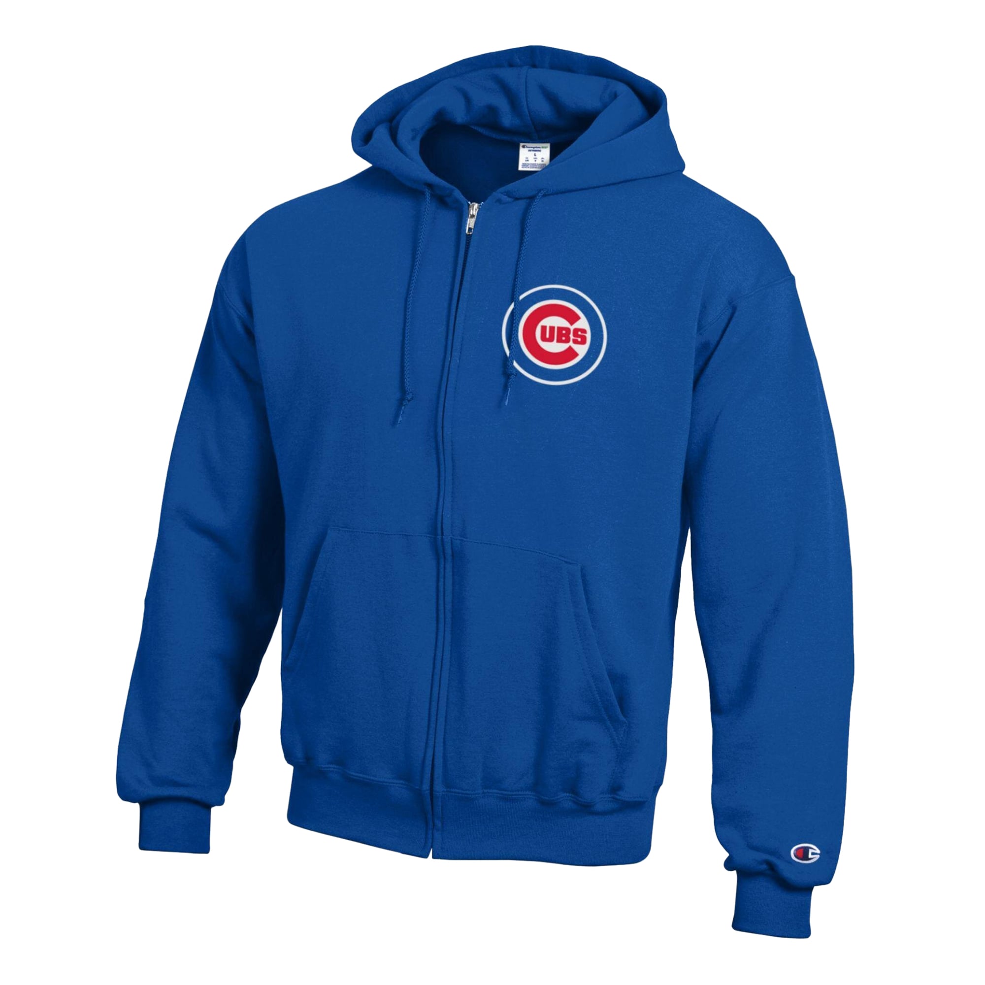 Men's Champion Royal Chicago Cubs Powerblend Full-Zip Hoodie
