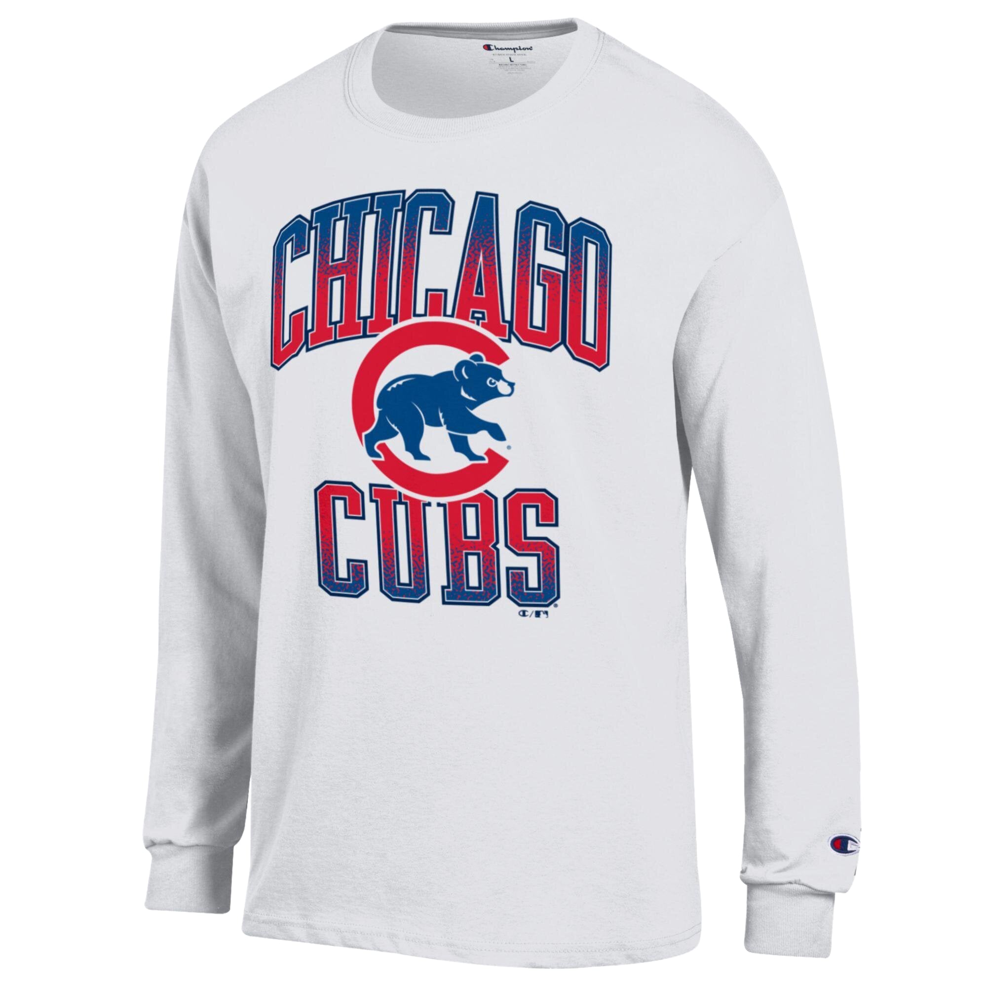 Men's Champion White Chicago Cubs Jersey Long Sleeve T-Shirt