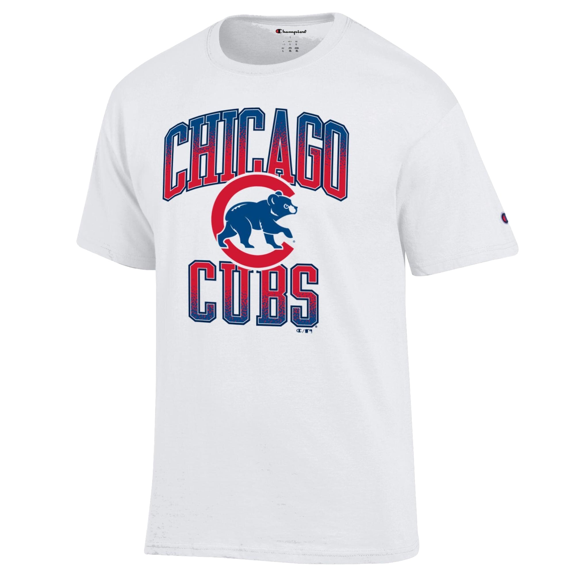 Men's Champion White Chicago Cubs Team Name T-Shirt