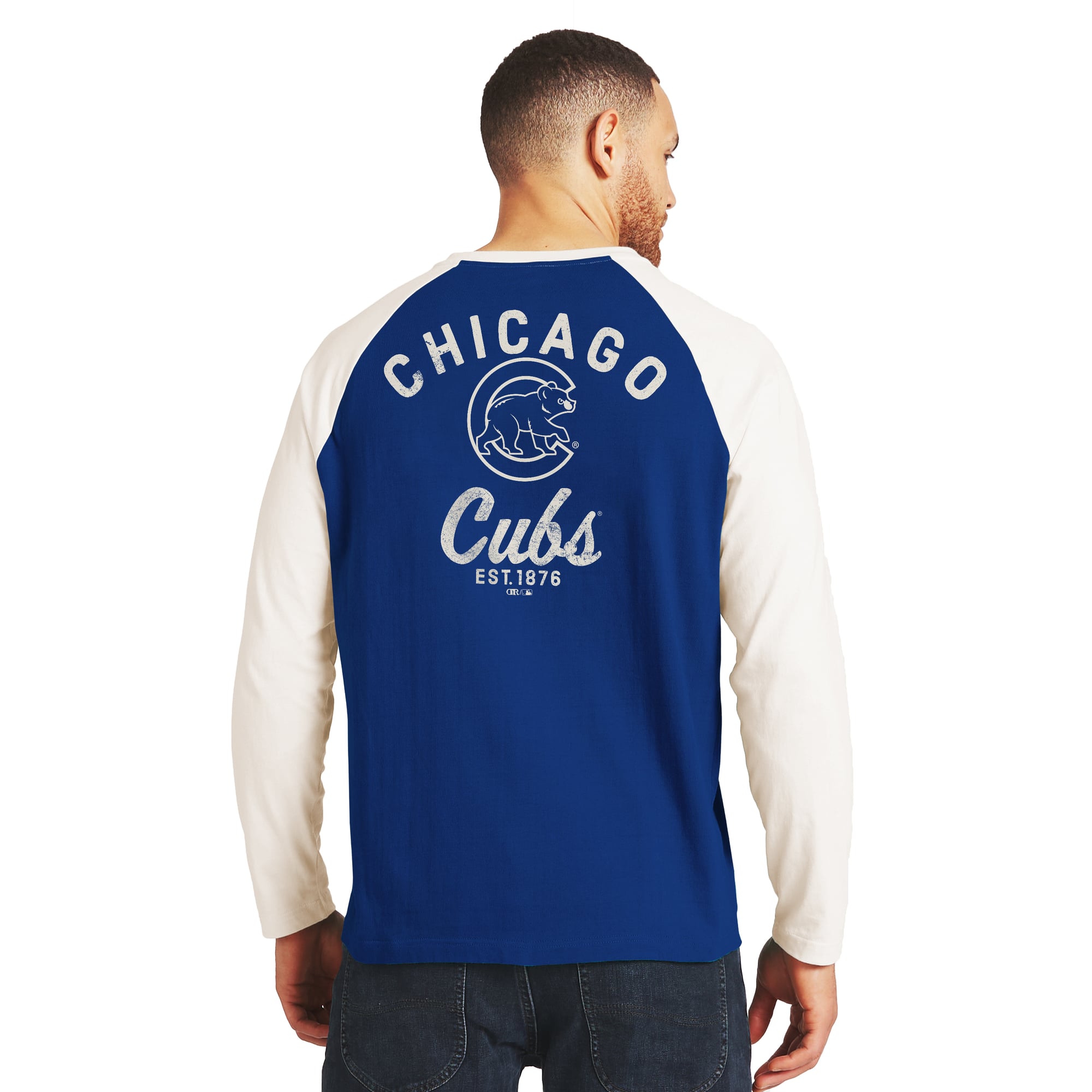 T-shirt à manches longues Henley bleu roi et blanc des Chicago Cubs, collection Darius Rucker pour homme par Fanatics