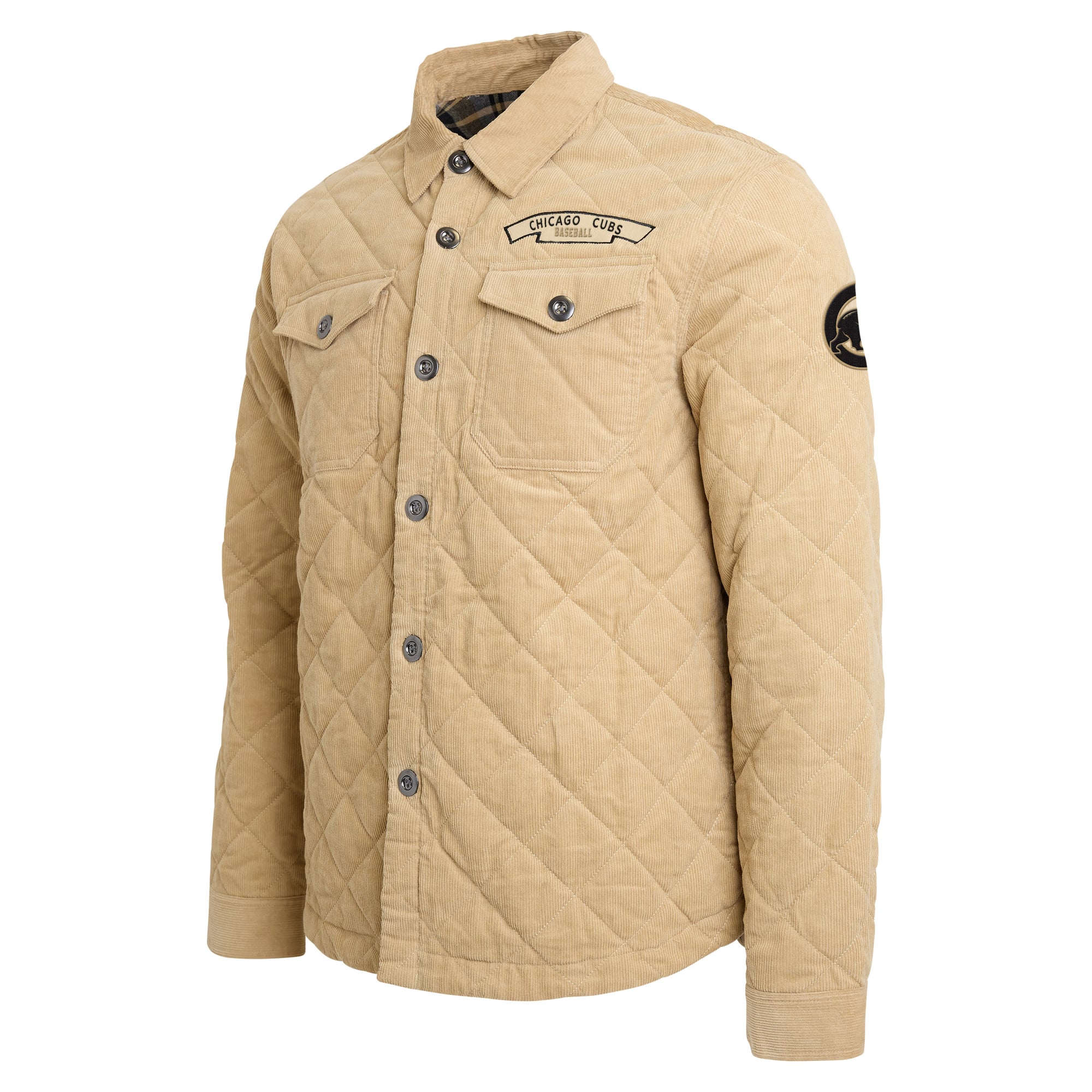 Men's Darius Rucker Collection by Fanatics Tan Chicago Cubs Thin Wale Button-Up Corduroy Shacket
