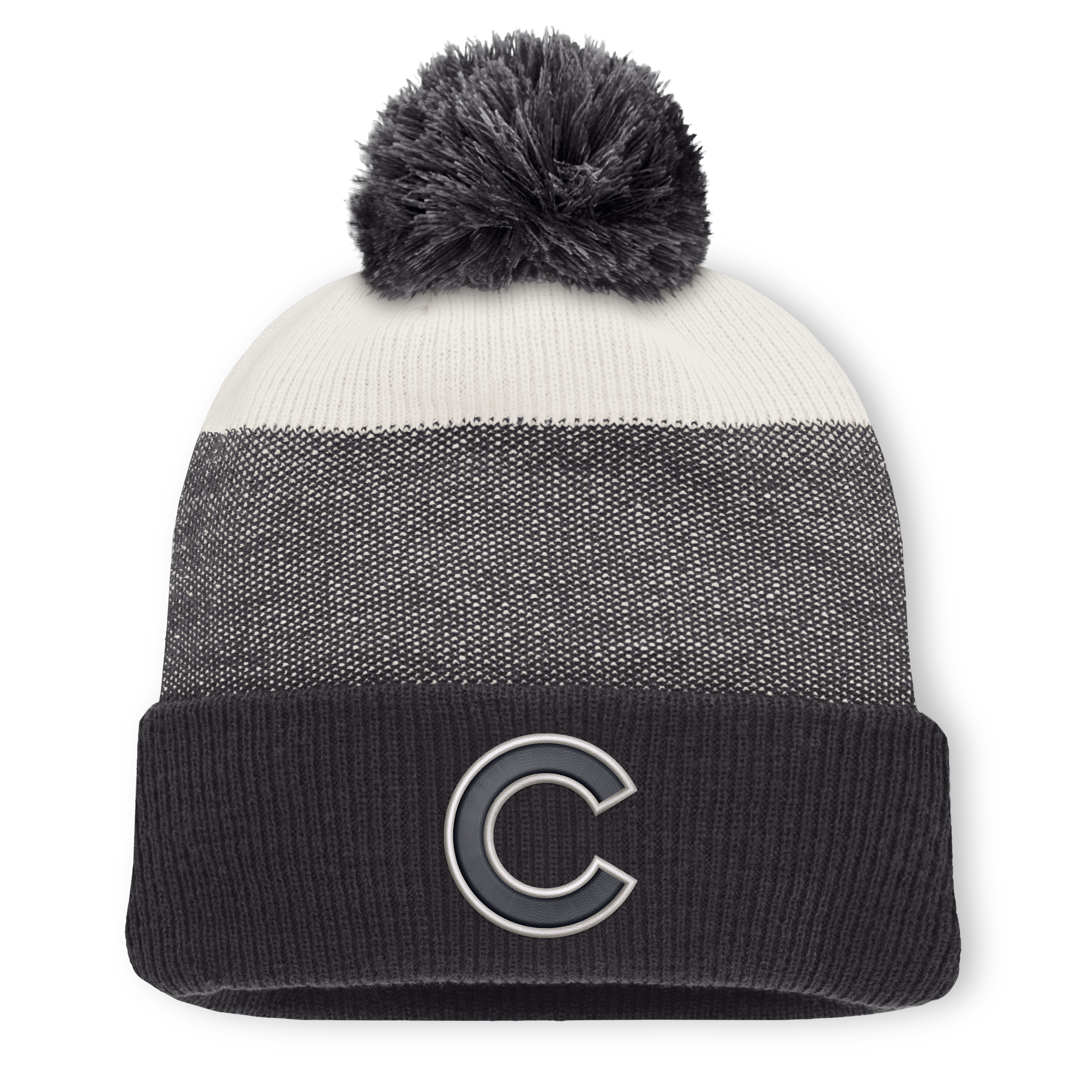 Men's Fanatics Charcoal/Gray Chicago Cubs Cuffed Knit Hat with Pom