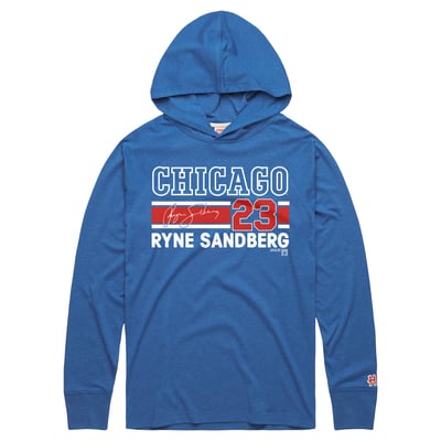 Ryne Sandberg Chicago Cubs Homage Cooperstown Collection Signature Name & Number Lightweight Tri-Blend Hoodie - Royal
