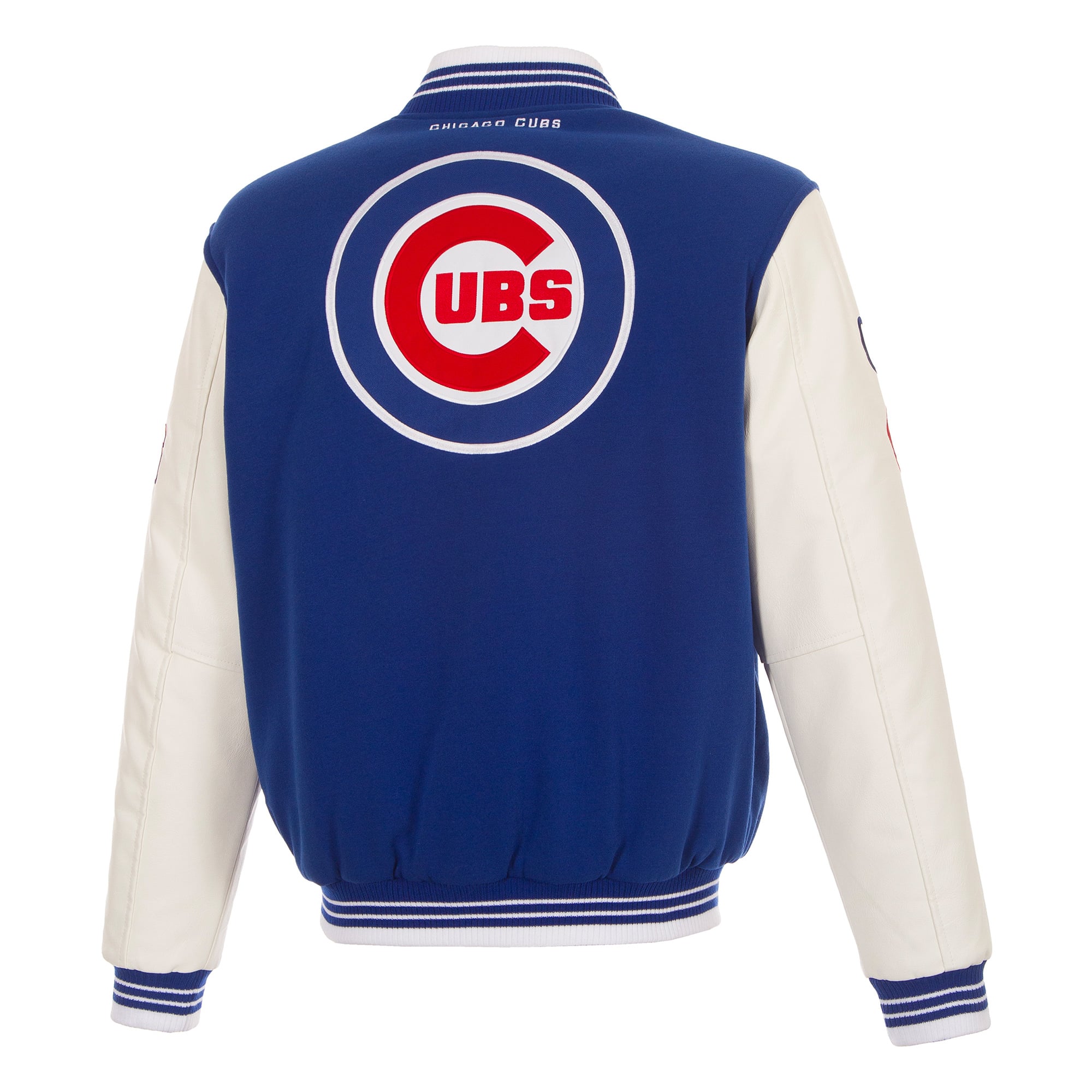Veste universitaire réversible à boutons-pression pour homme JH Design Royal Chicago Cubs