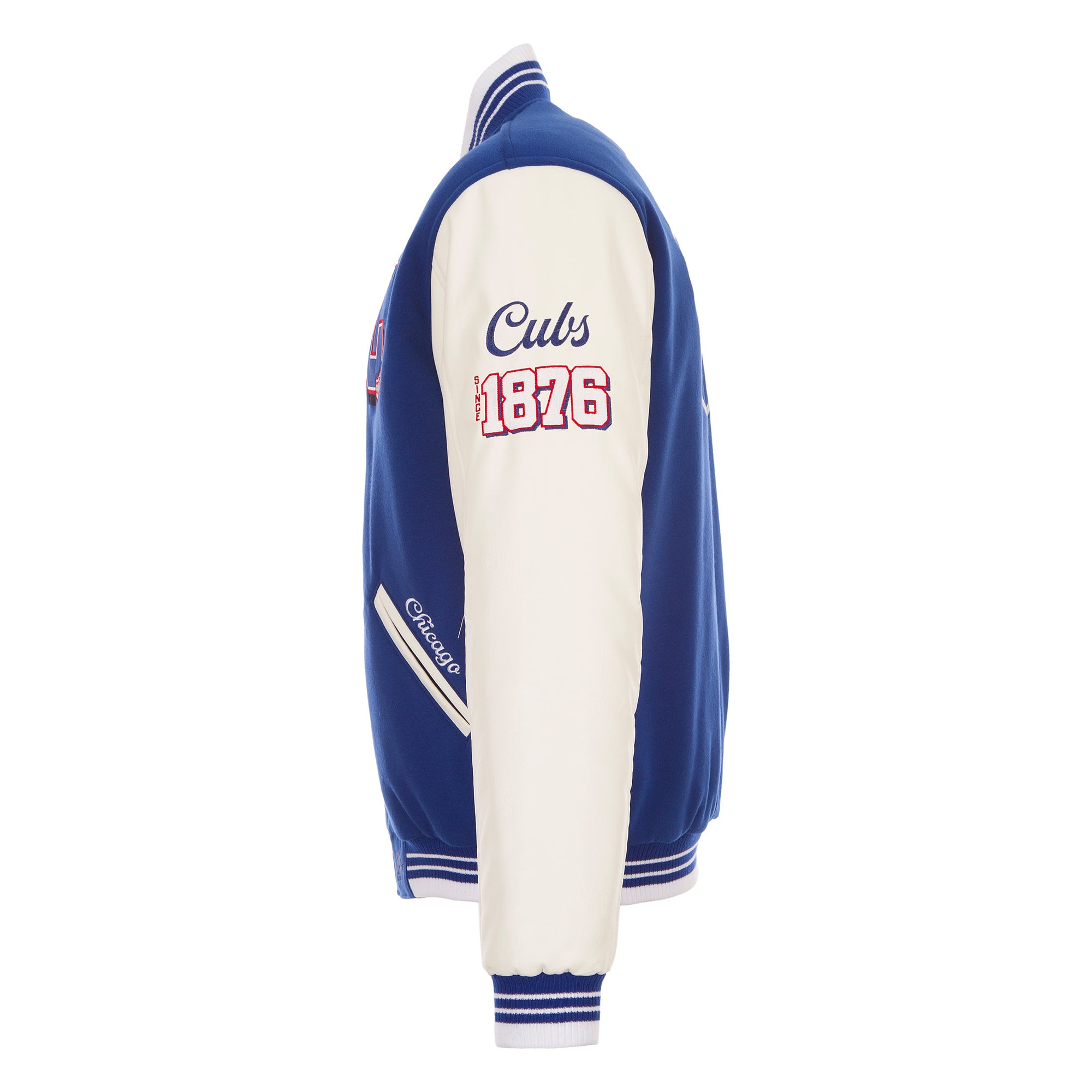 Veste universitaire réversible à boutons-pression pour homme JH Design Royal Chicago Cubs