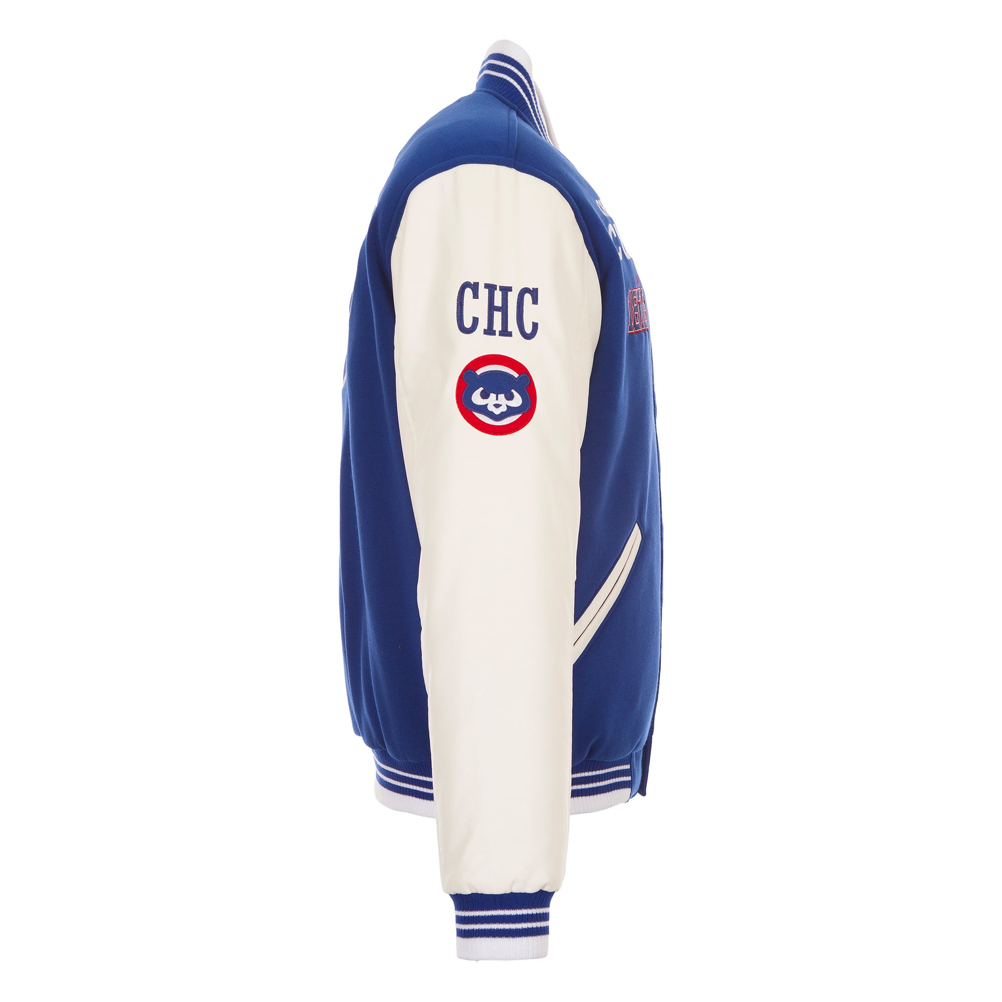 Veste universitaire réversible à boutons-pression pour homme JH Design Royal Chicago Cubs