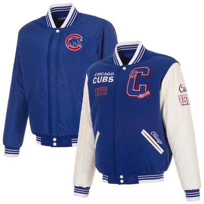  Chicago Cubs JH Design Reversible Full-Snap Varsity Jacket - Royal