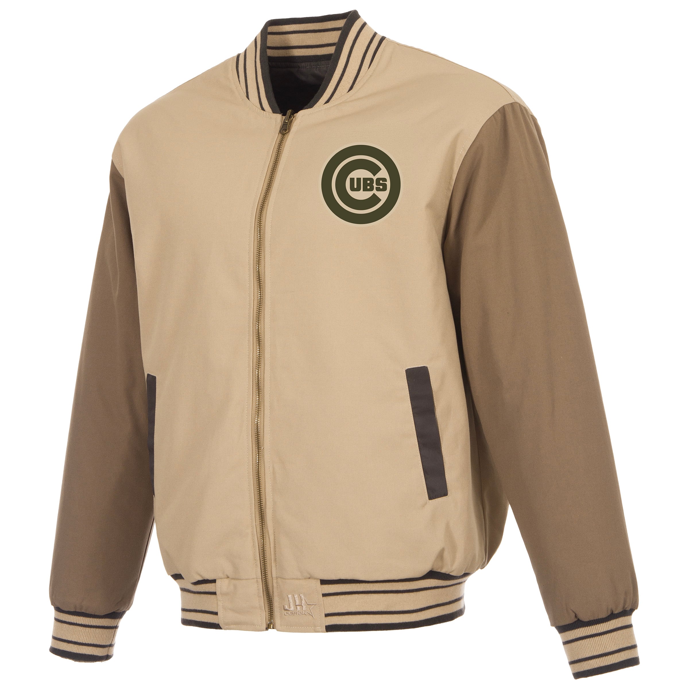 Veste réversible en toile beige/marron Chicago Cubs pour homme de JH Design