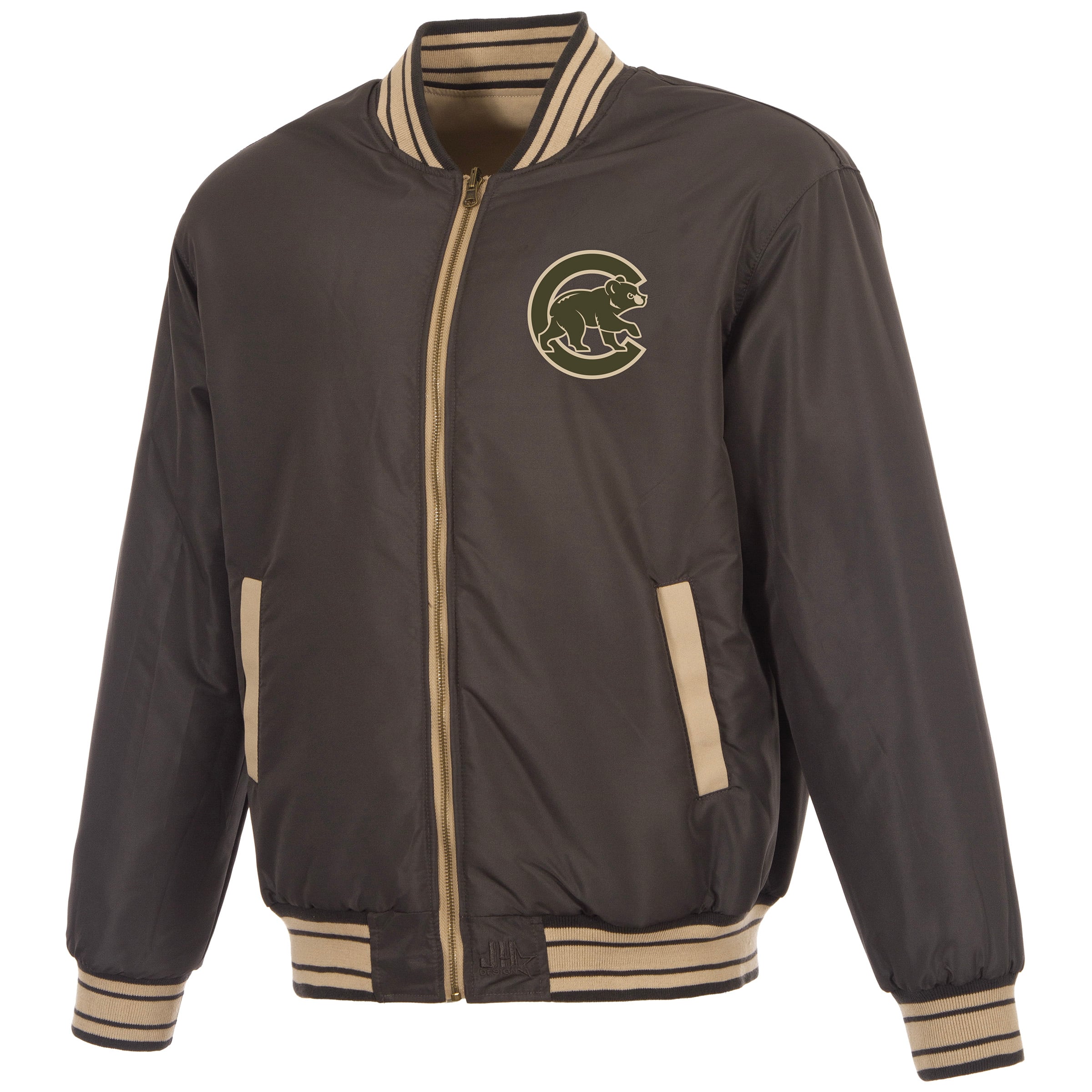 Veste réversible en toile beige/marron Chicago Cubs pour homme de JH Design