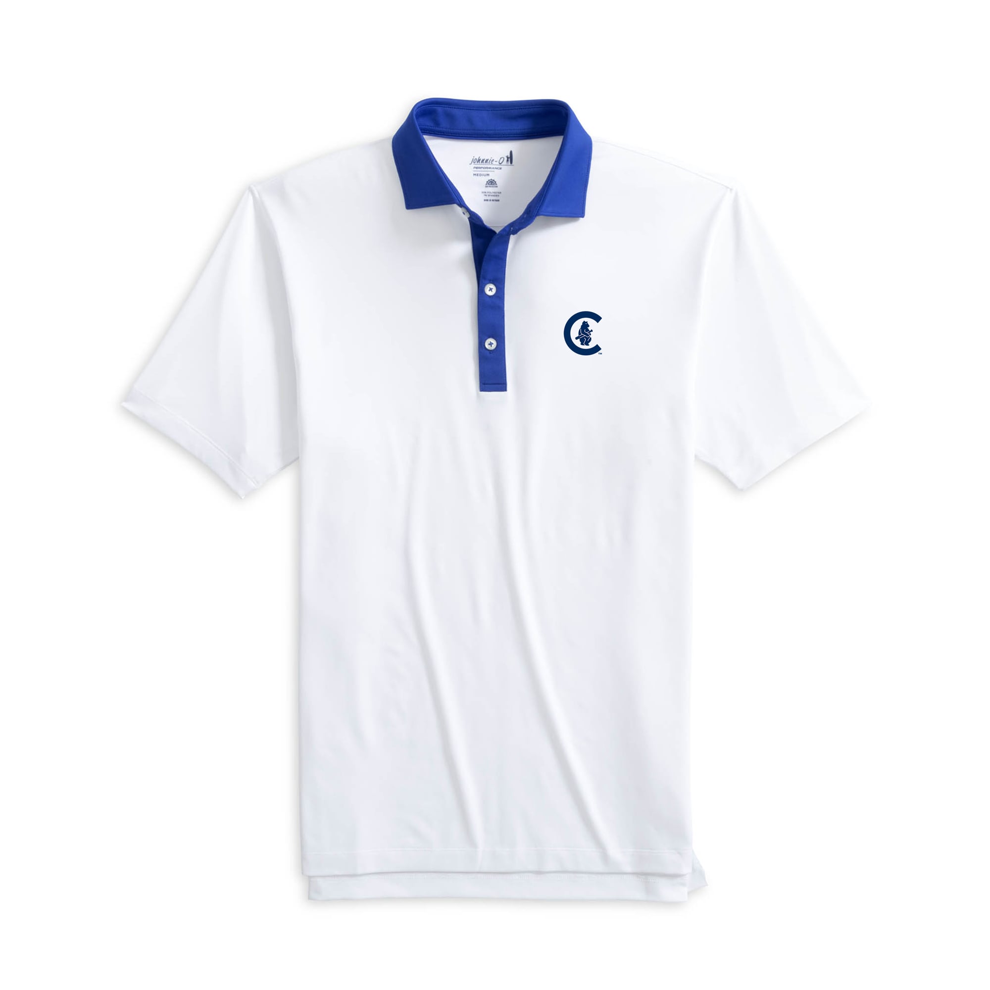 Men's johnnie-O White/Royal Chicago Cubs Ramos Performance Cooperstown Logo Jersey Polo