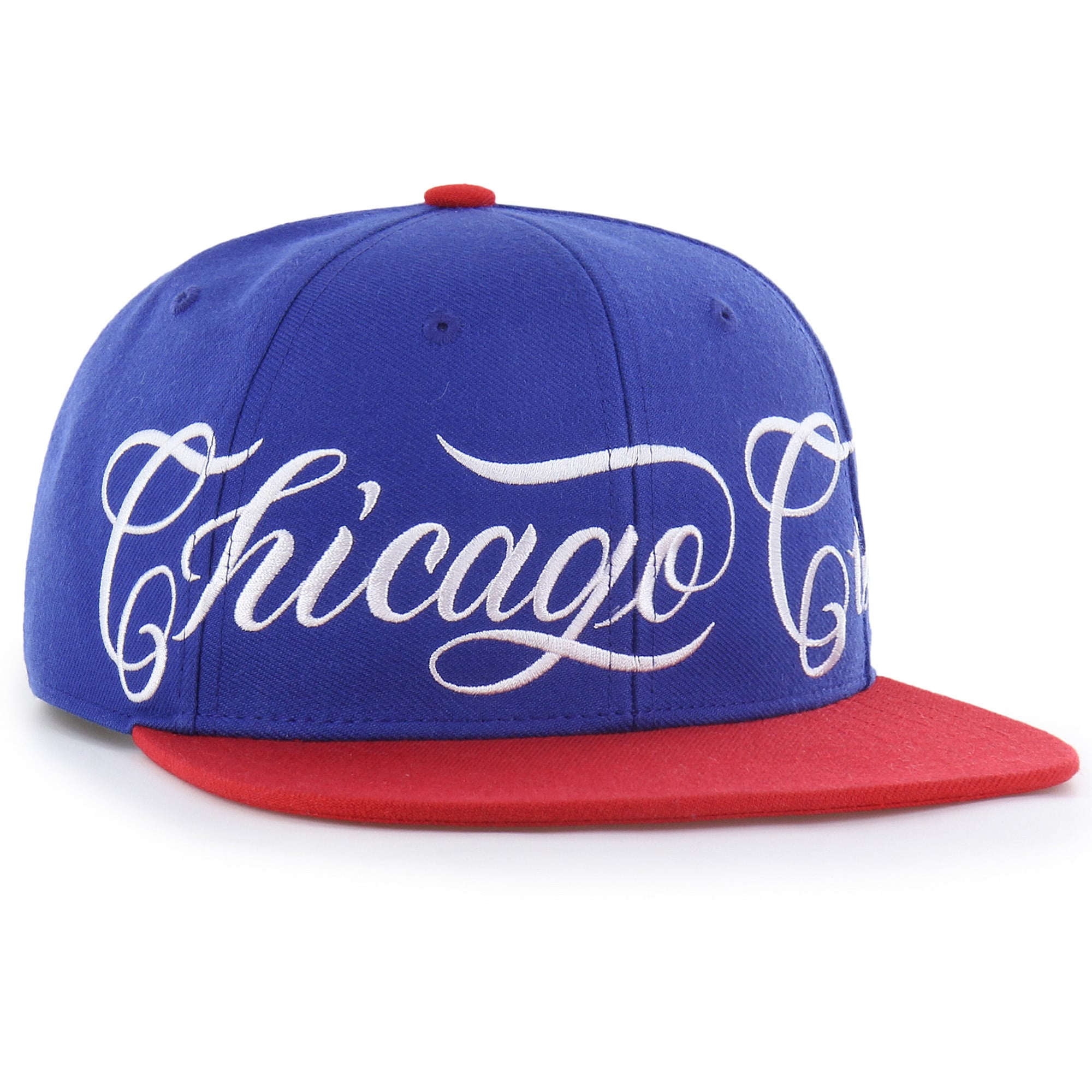 Men's Mister Cartoon x '47 Royal/ Chicago Cubs Wrap Script Captain Snapback Hat