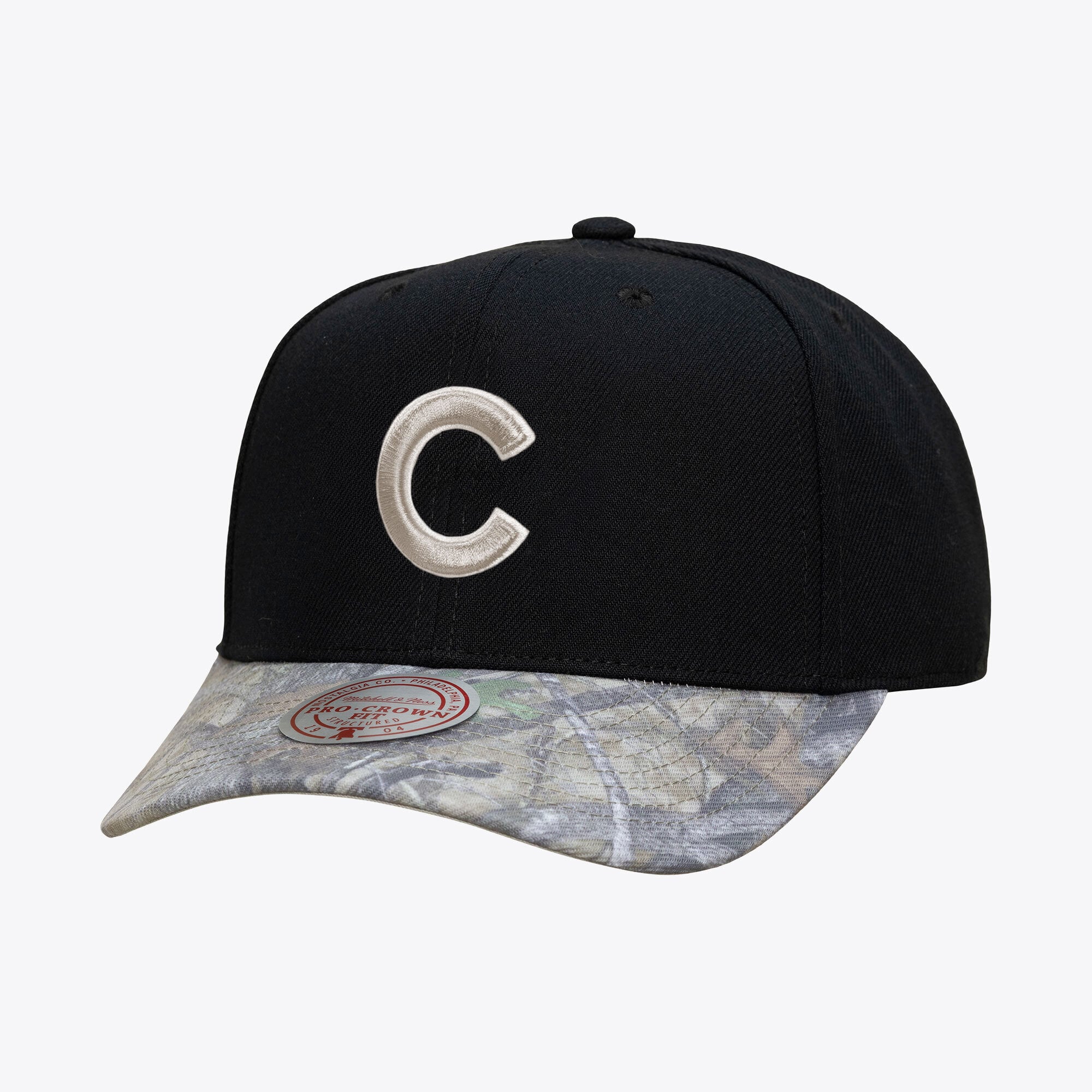 Casquette snapback Mitchell & Ness noire Chicago Cubs Midnight Timber Pro pour homme