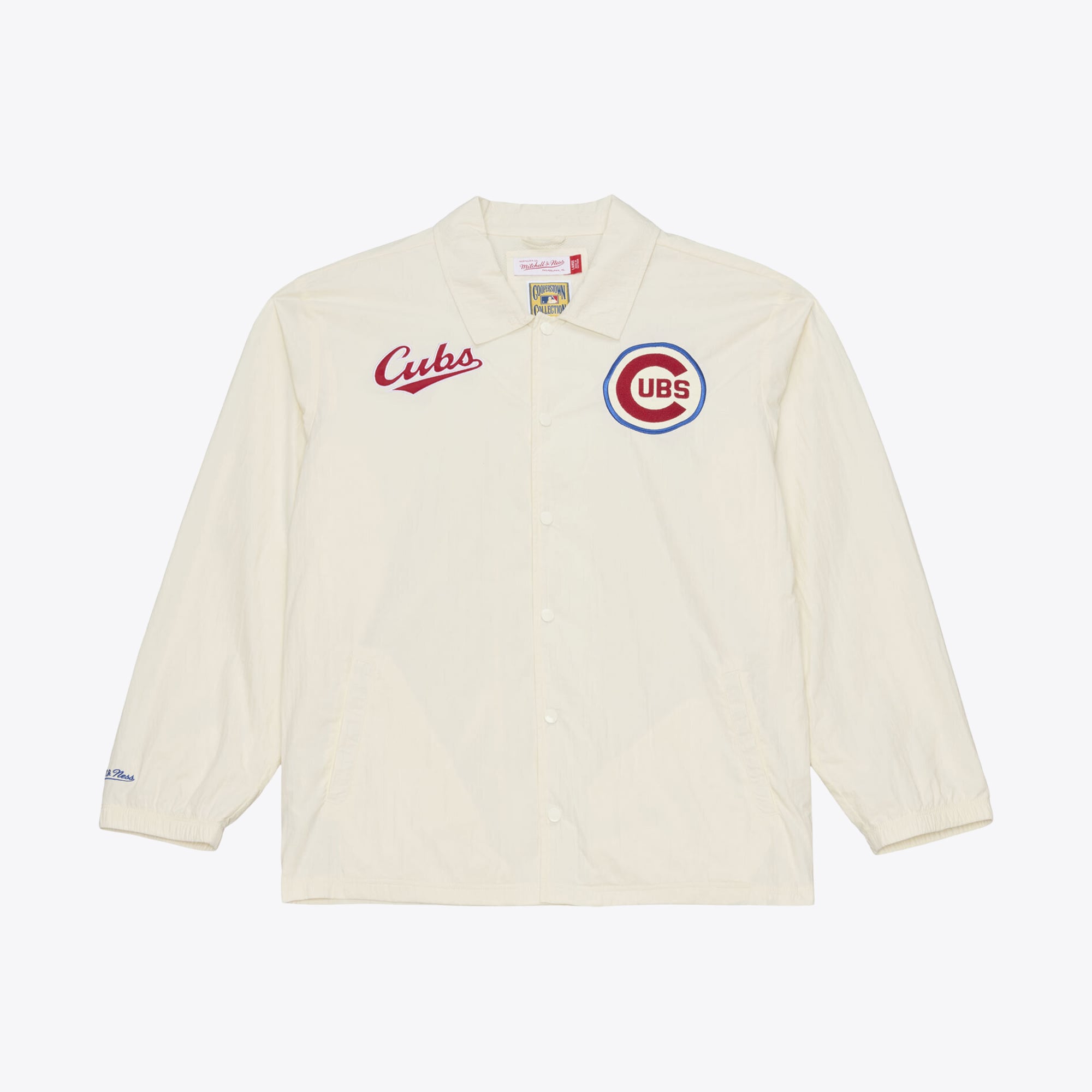 Men's Mitchell & Ness  Cream Chicago Cubs Cooperstown Collection Retro Roots Coaches Jacket